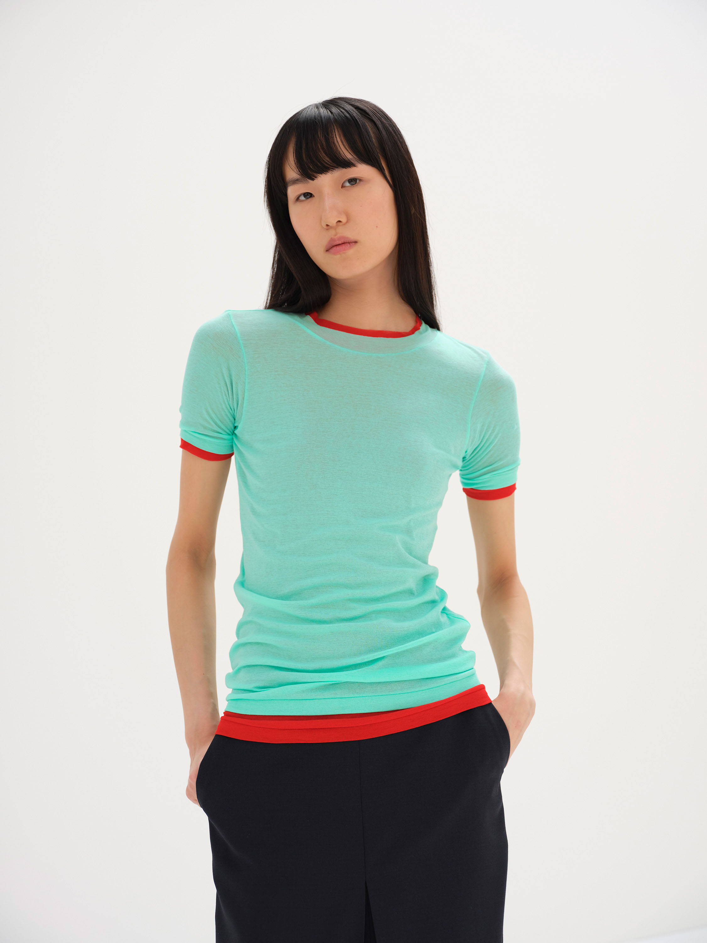 SUPER HIGH GAUGE SHEER RIB TEE 詳細画像 AQUA GREEN 1