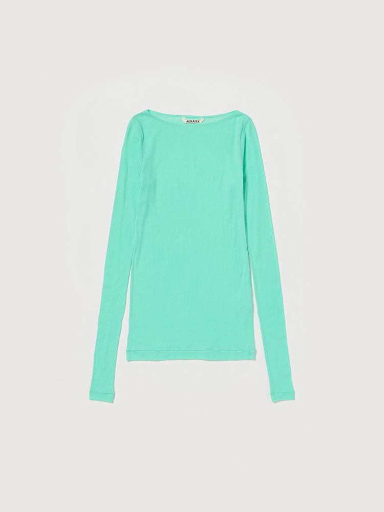 SUPER HIGH GAUGE SHEER RIB BOAT NECK L/S TEE - AURALEE