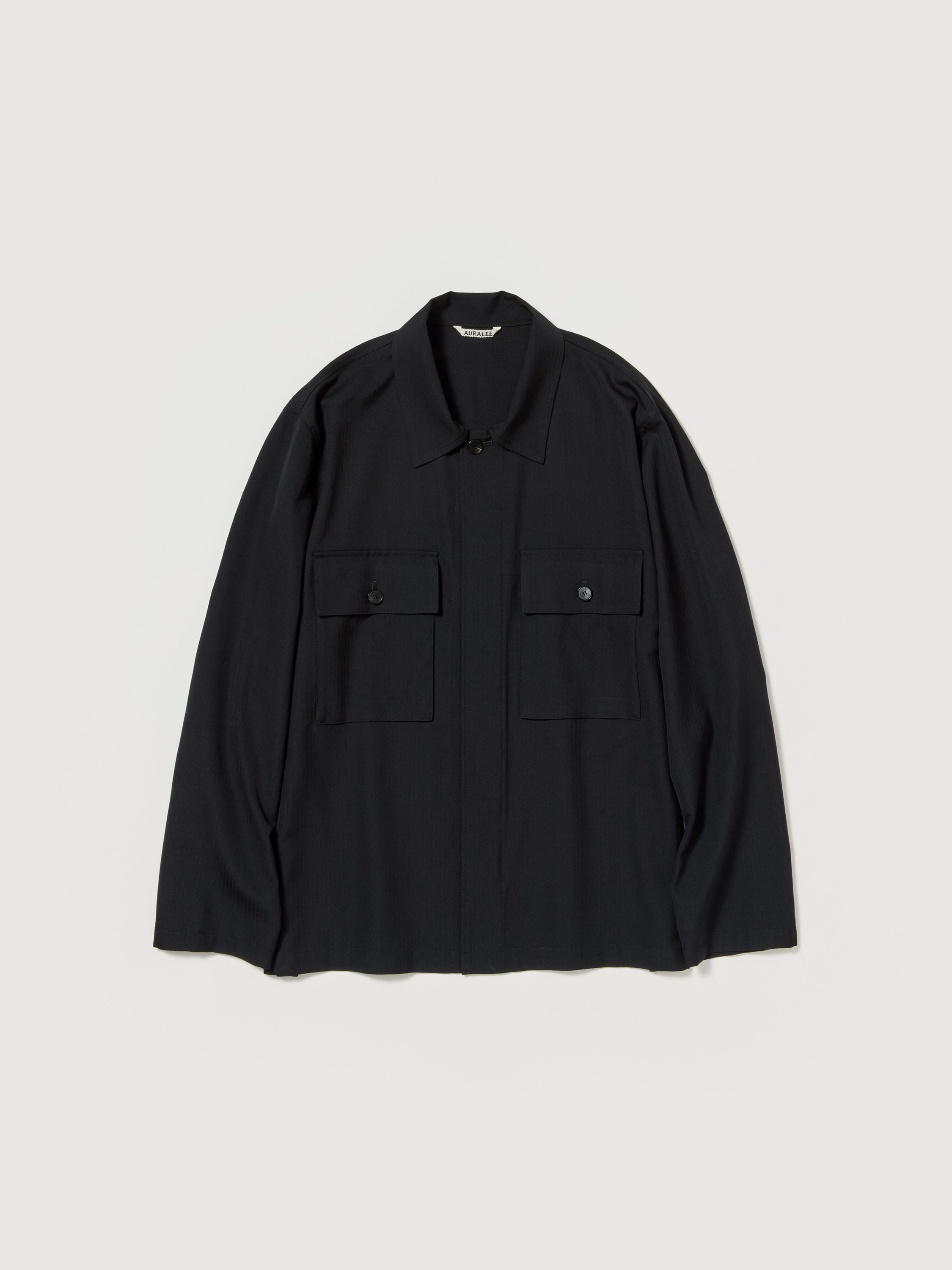 WOOL HERRINGBONE OVER SHIRT 詳細画像 BLACK 1