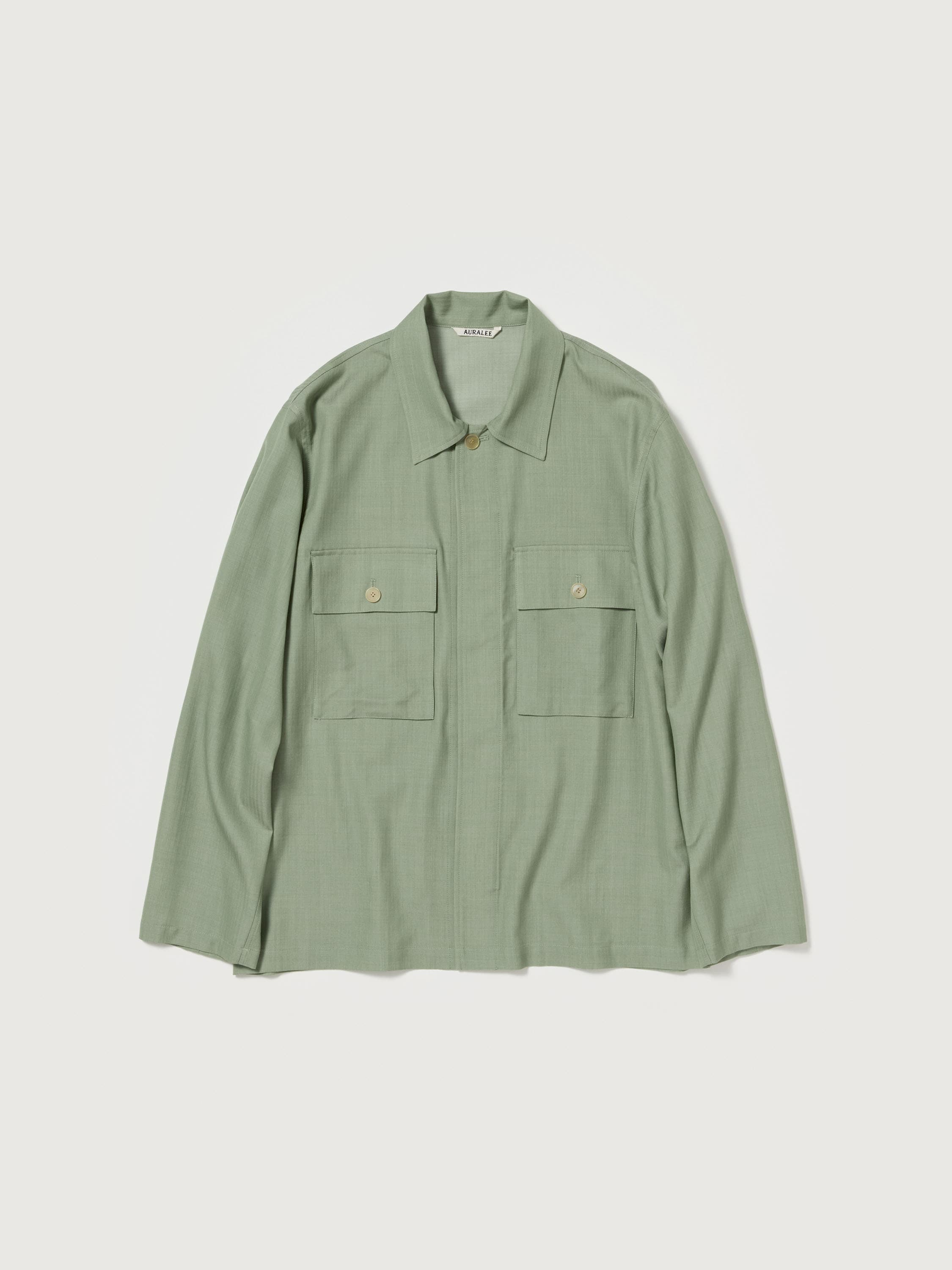 WOOL HERRINGBONE OVER SHIRT 詳細画像 OLIVE 1