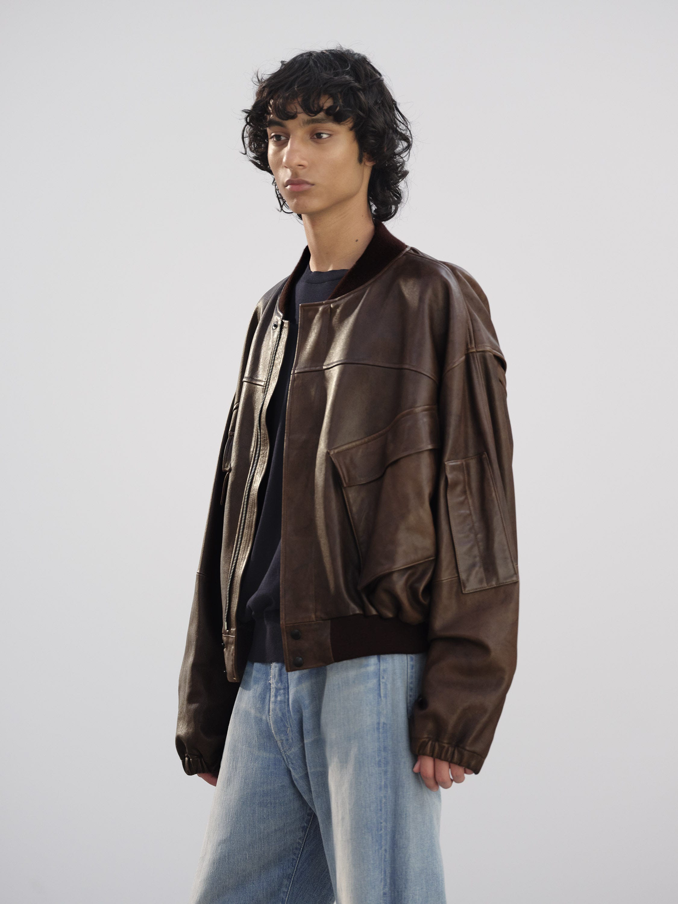 LAMB LEATHER FLIGHT BLOUSON 詳細画像 BROWN 2