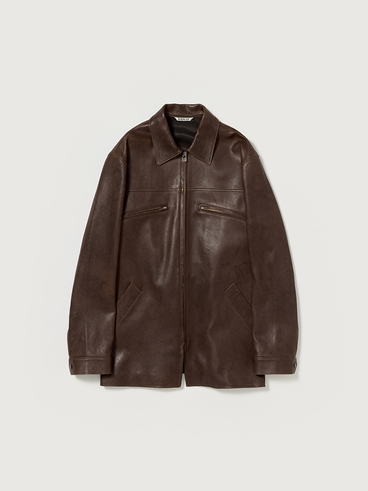 LAMB LEATHER LONG ZIP BLOUSON