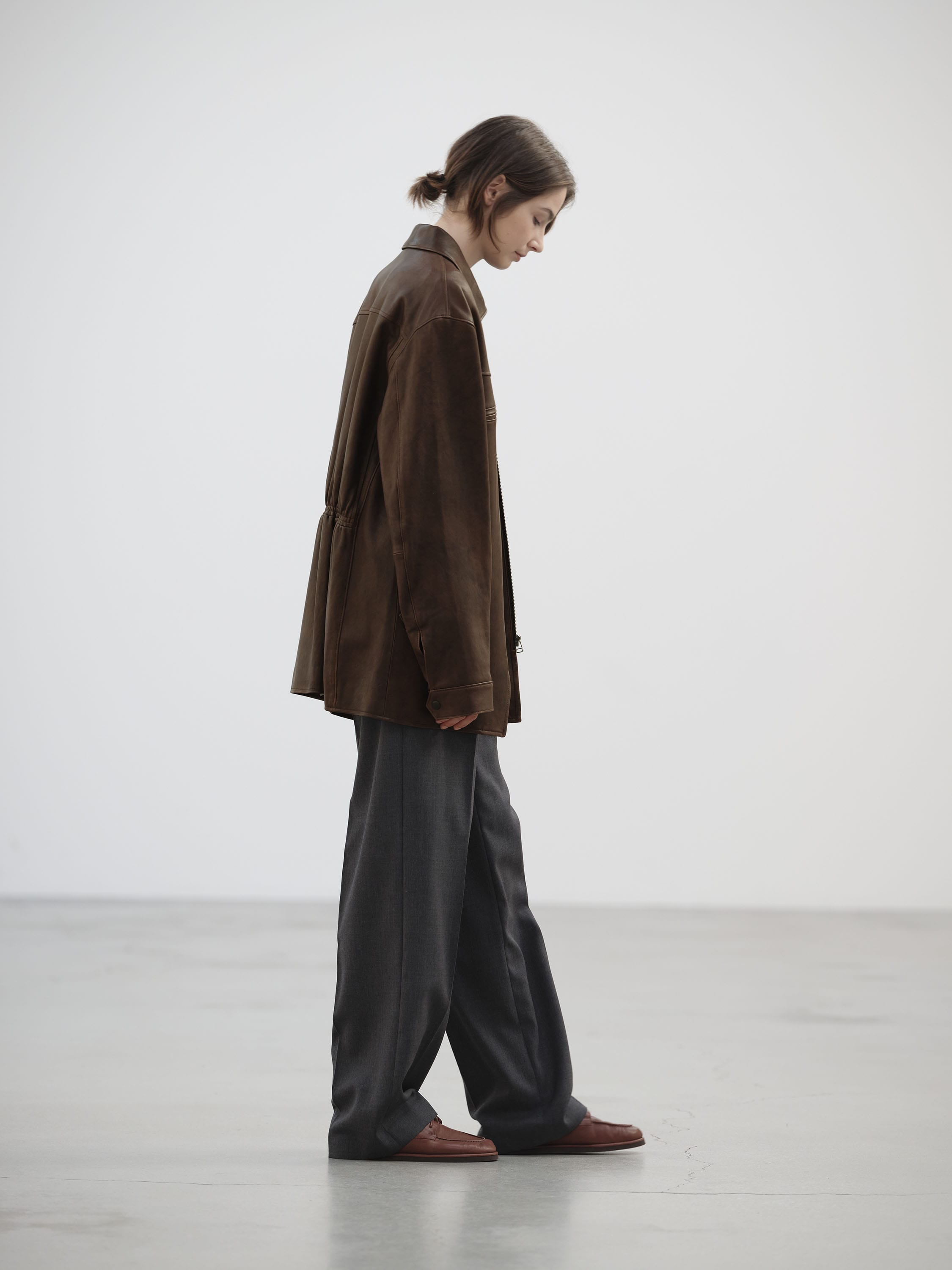 LAMB LEATHER LONG ZIP BLOUSON 詳細画像 BROWN 4