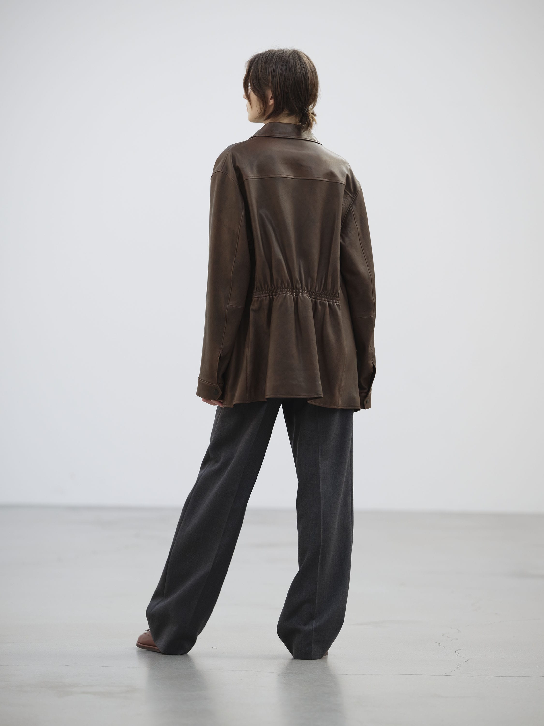 LAMB LEATHER LONG ZIP BLOUSON 詳細画像 BROWN 5