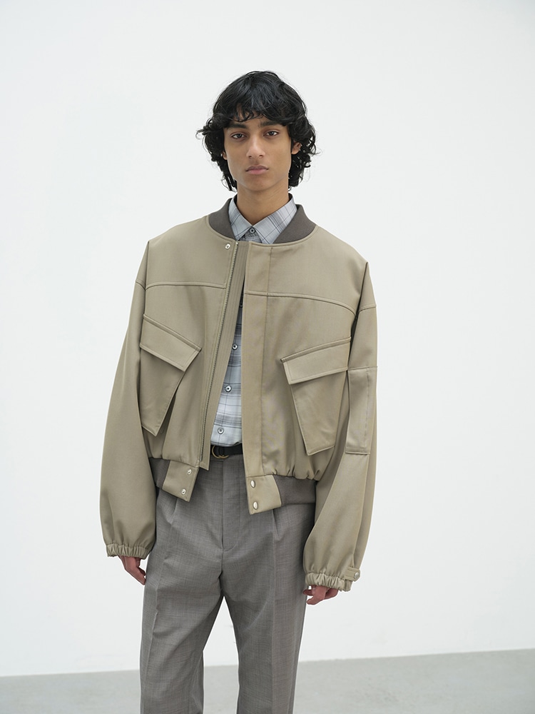 LIGHT WOOL MAX GABARDINE CHAMBRAY PADDED FLIGHT BLOUSON