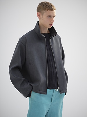 SPONGE WOOL TWILL ZIP BLOUSON