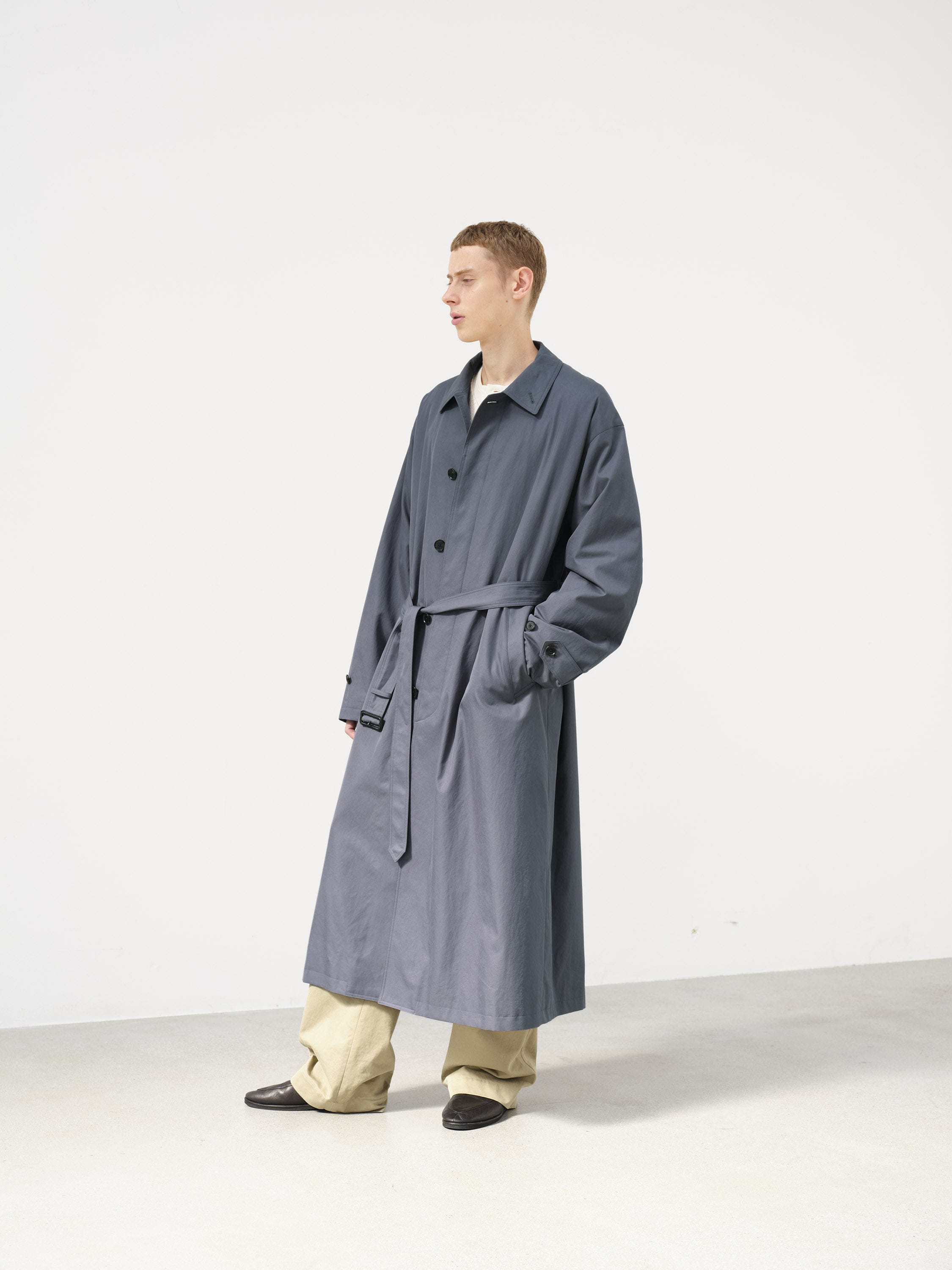 WASHED FINX GABARDINE SOUTIEN COLLAR COAT 詳細画像 LIGHT NAVY 2