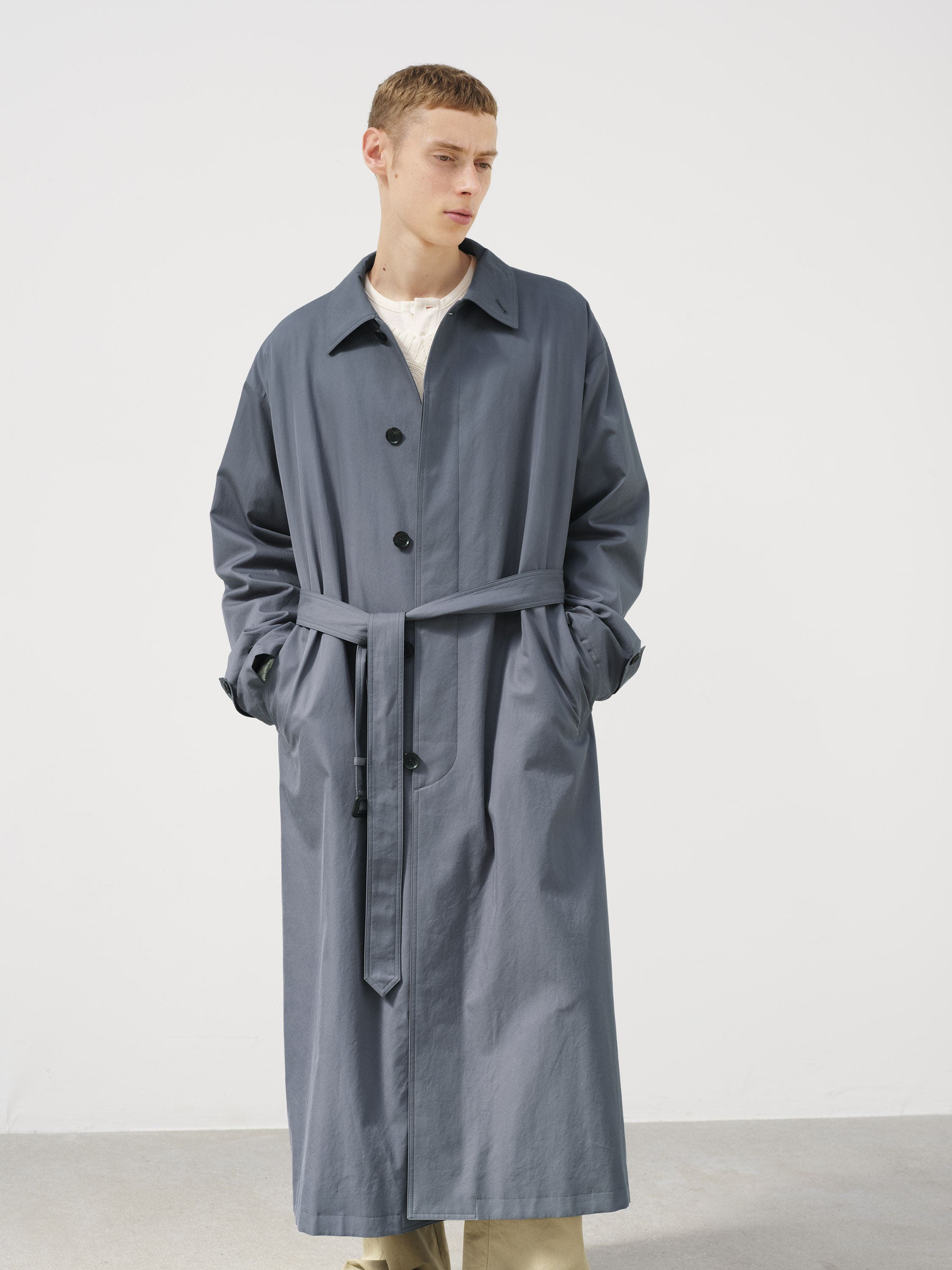 WASHED FINX GABARDINE SOUTIEN COLLAR COAT 詳細画像 LIGHT NAVY 3