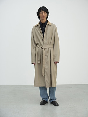 LIGHT WOOL MAX GABARDINE CHAMBRAY SOUTIEN COLLAR COAT