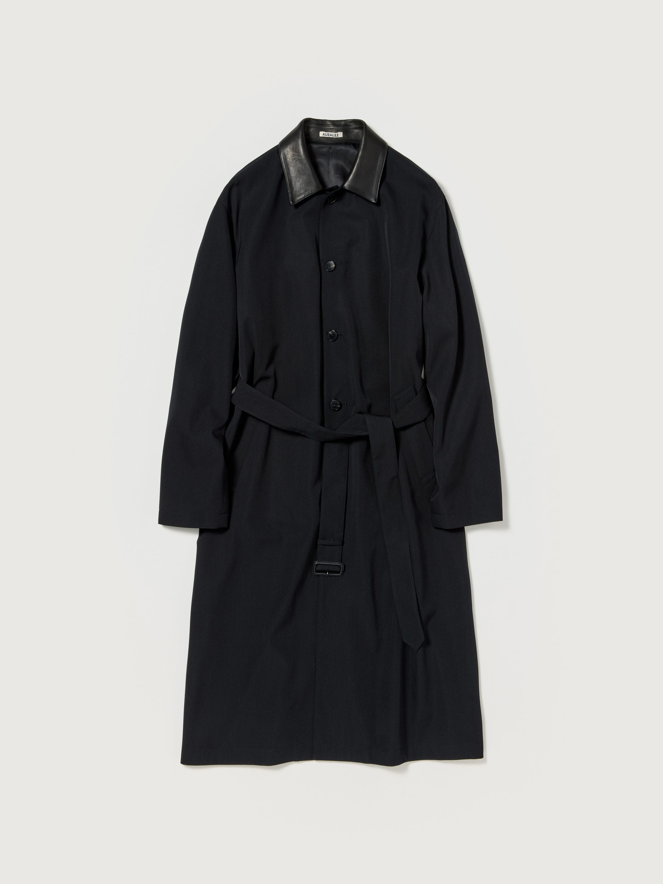 LIGHT WOOL MAX GABARDINE CHAMBRAY SOUTIEN COLLAR COAT 詳細画像 TOP BLACK 1