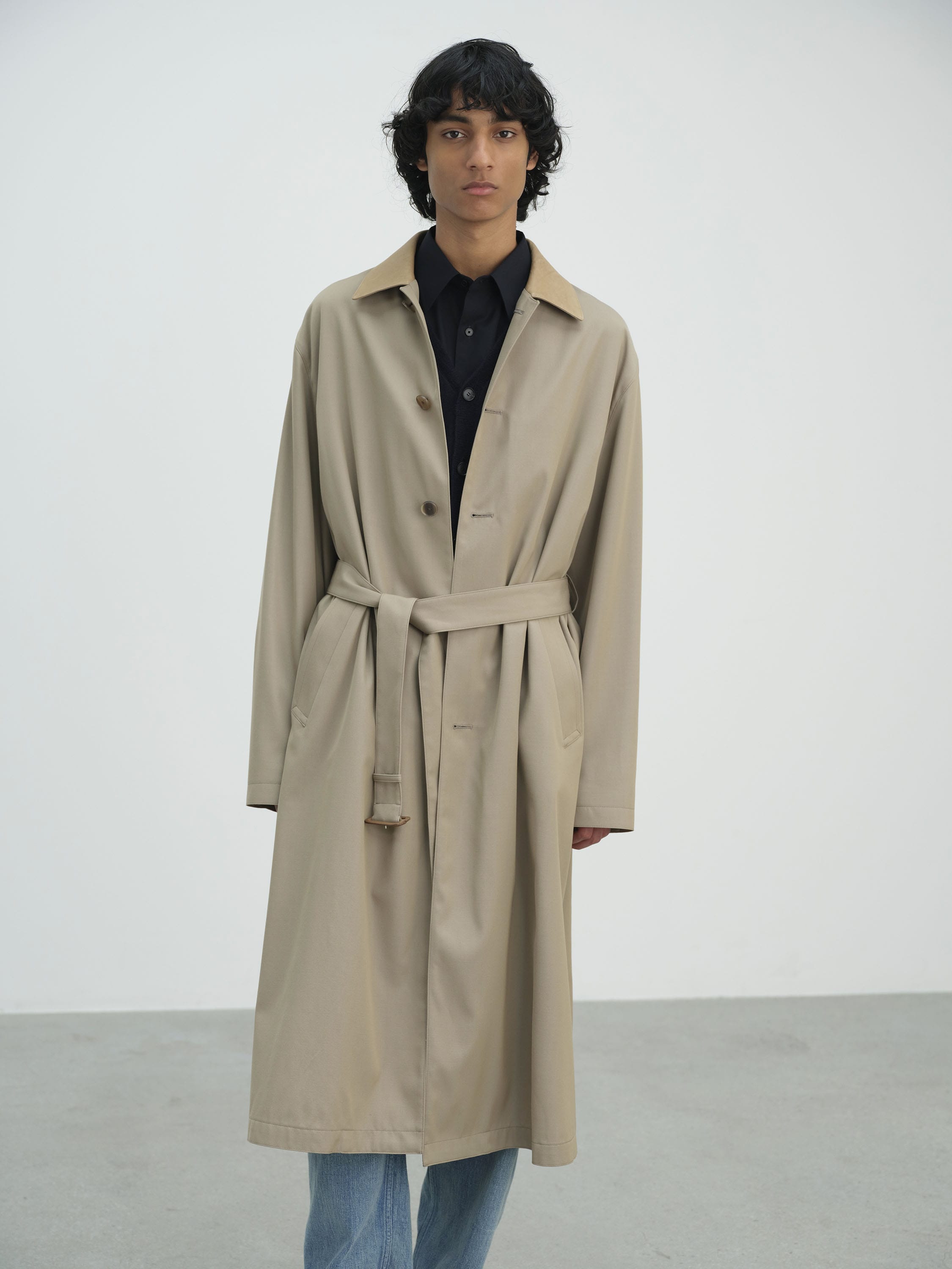 LIGHT WOOL MAX GABARDINE CHAMBRAY SOUTIEN COLLAR COAT 詳細画像 KHAKI BEIGE CHAMBRAY 2