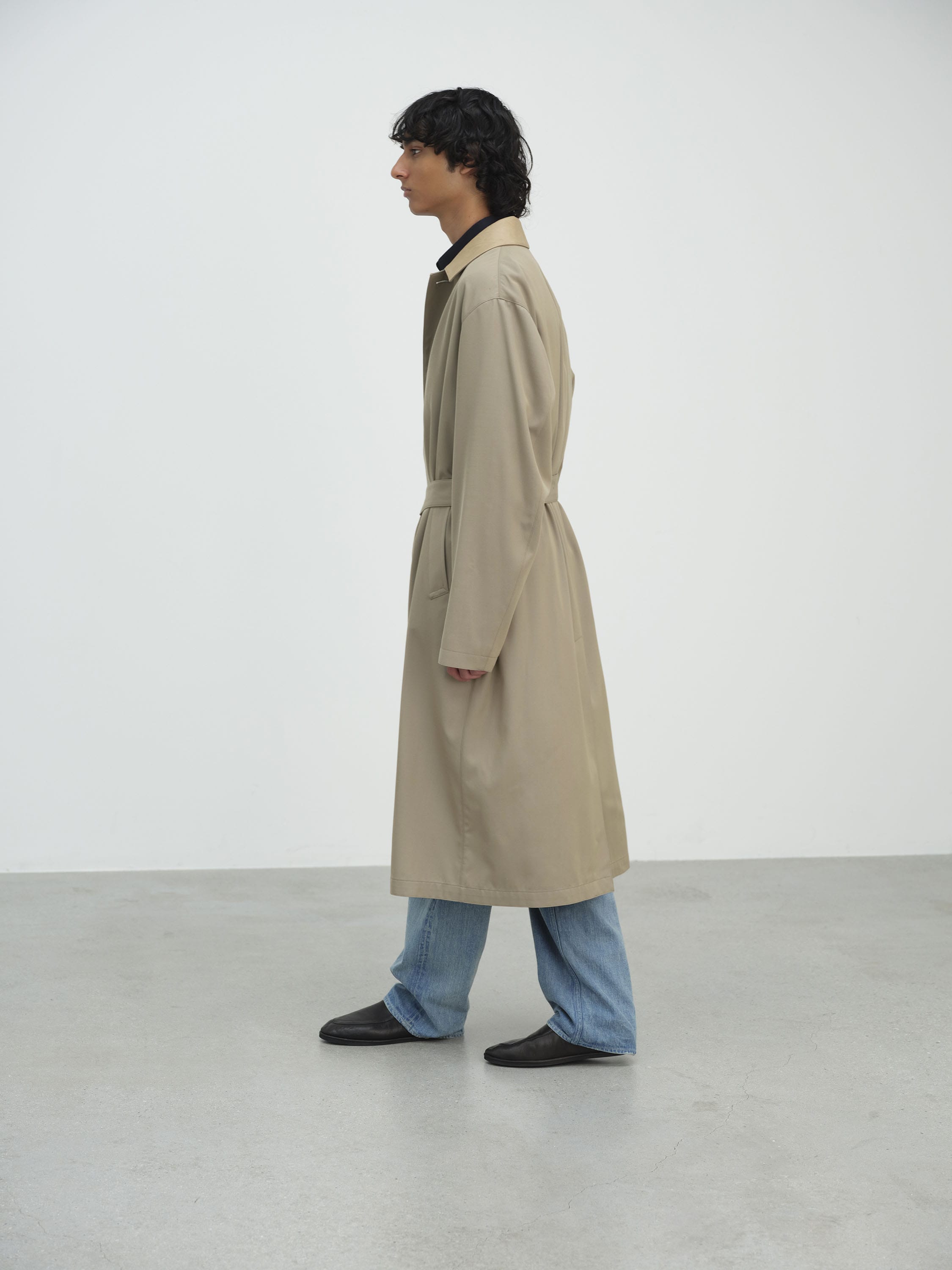 LIGHT WOOL MAX GABARDINE CHAMBRAY SOUTEIN COLLAR COAT 詳細画像 KHAKI BEIGE CHAMBRAY 3