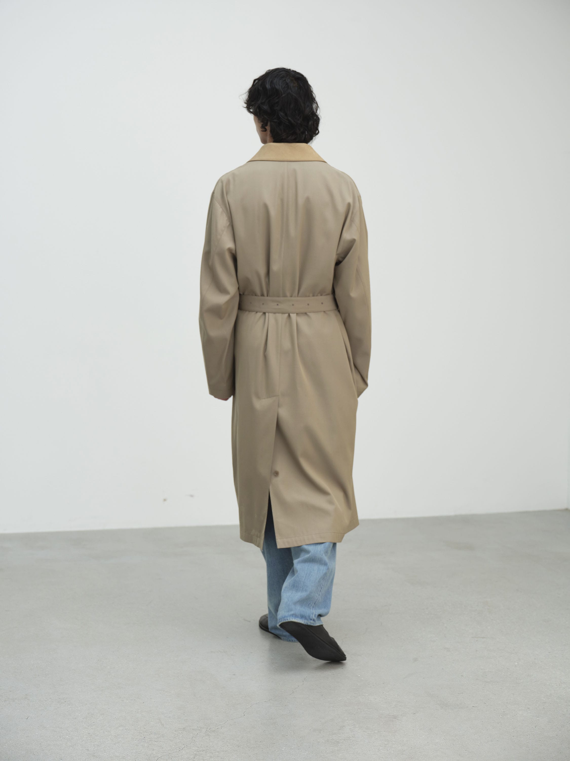 LIGHT WOOL MAX GABARDINE CHAMBRAY SOUTEIN COLLAR COAT 詳細画像 KHAKI BEIGE CHAMBRAY 5