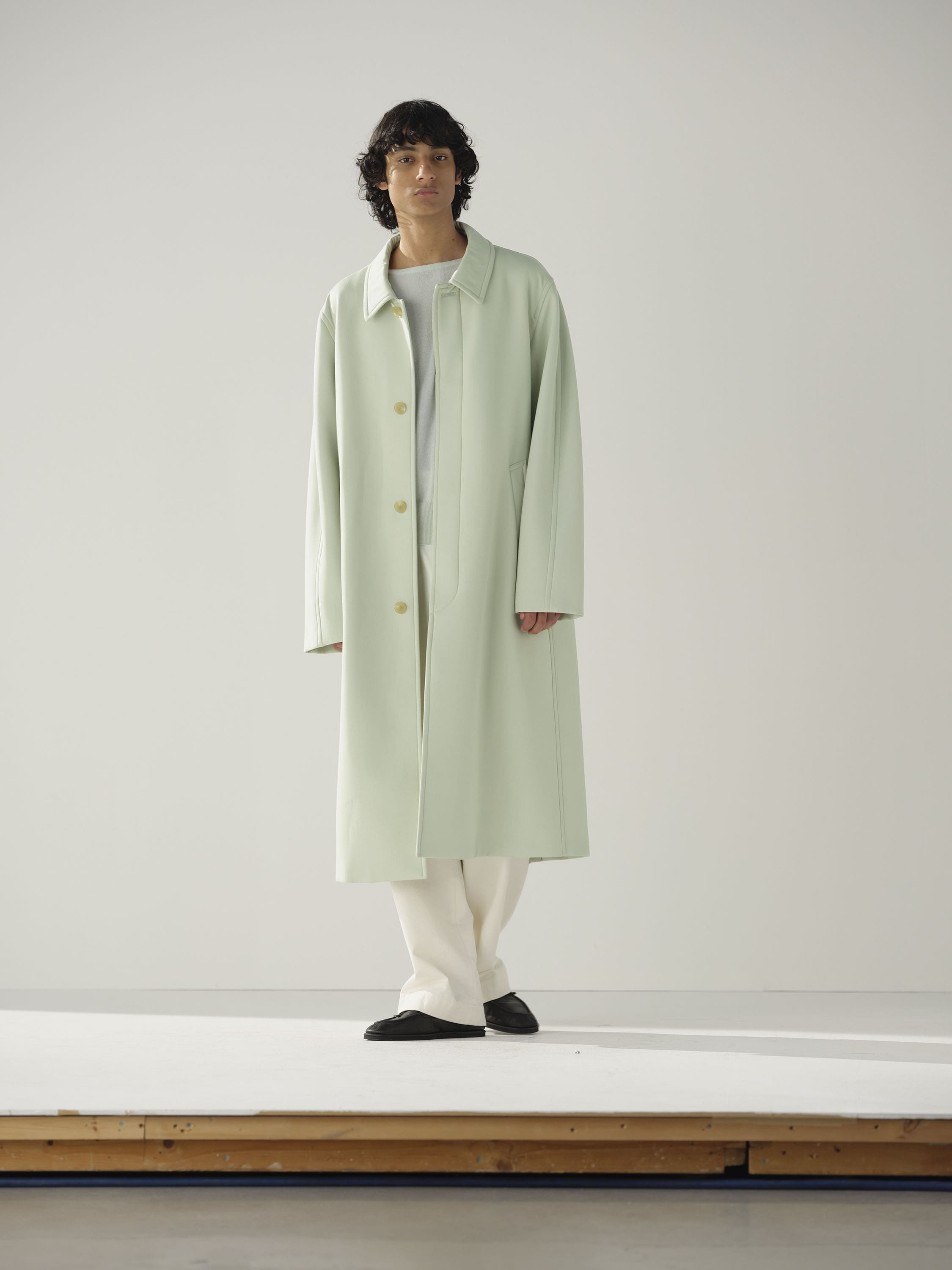 SPONGE WOOL TWILL SOUTEIN COLLAR COAT 詳細画像 PALE GREEN 3