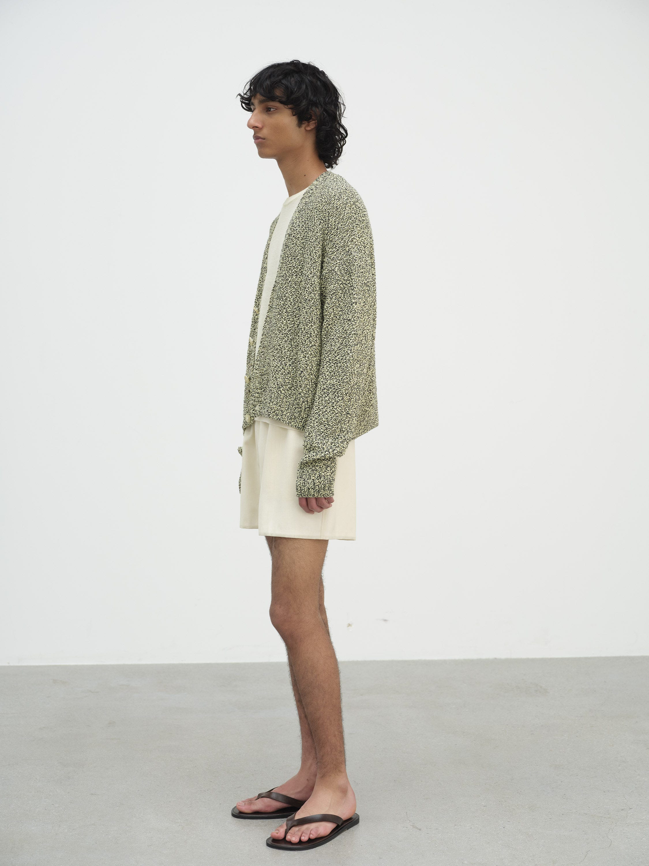 COTTON CASHMERE CORD KNIT CARDIGAN 詳細画像 LIME × NAVY 3