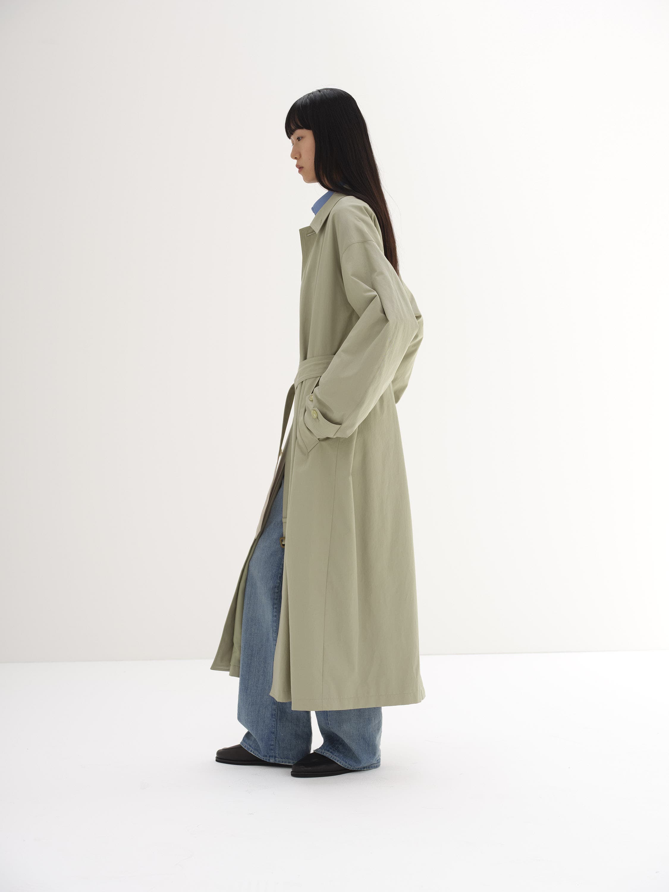 WASHED FINX GABARDINE SOUTIEN COLLAR COAT 詳細画像 LIGHT KHAKI 3