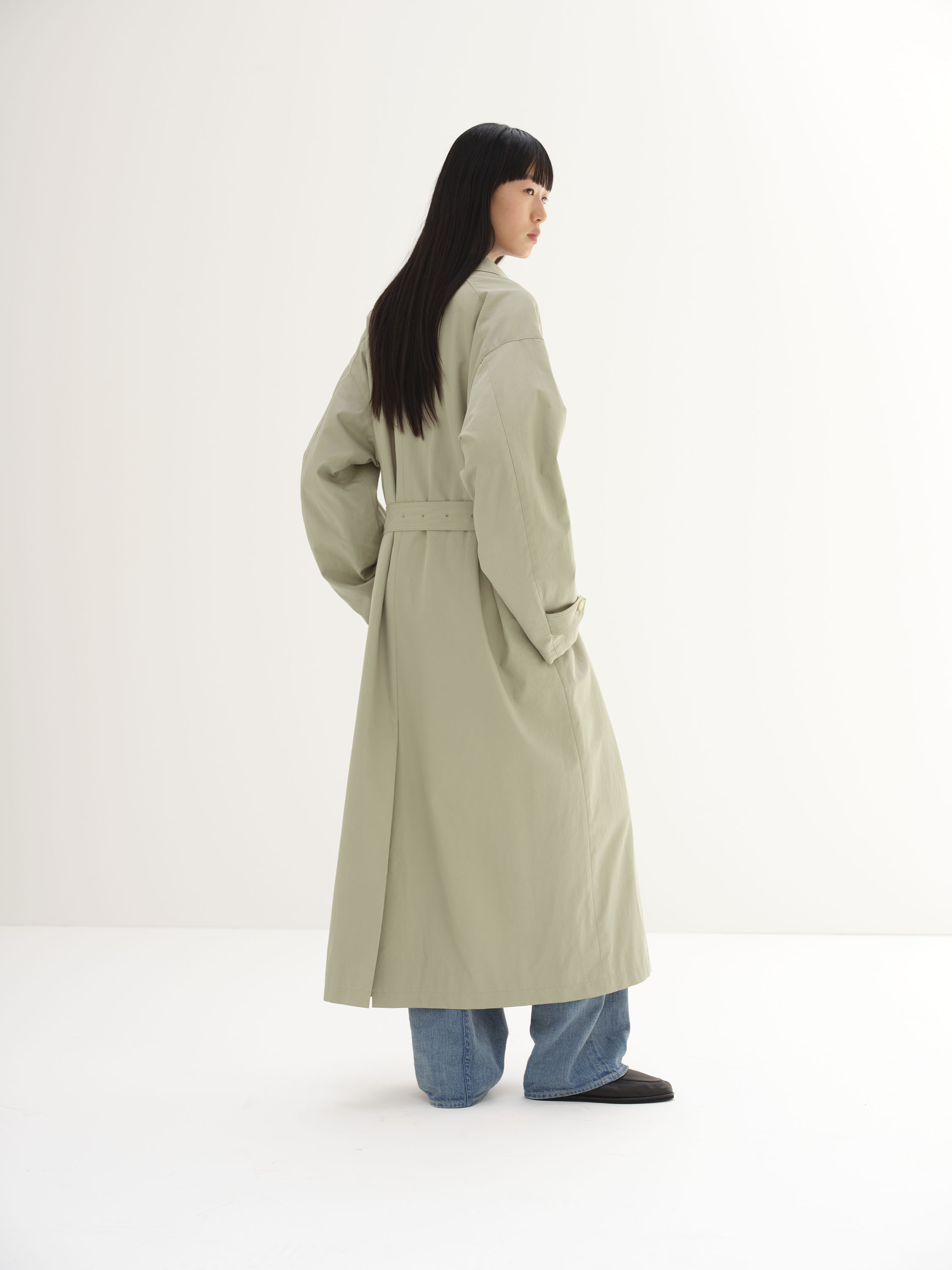 WASHED FINX GABARDINE SOUTIEN COLLAR COAT 詳細画像 LIGHT KHAKI 4