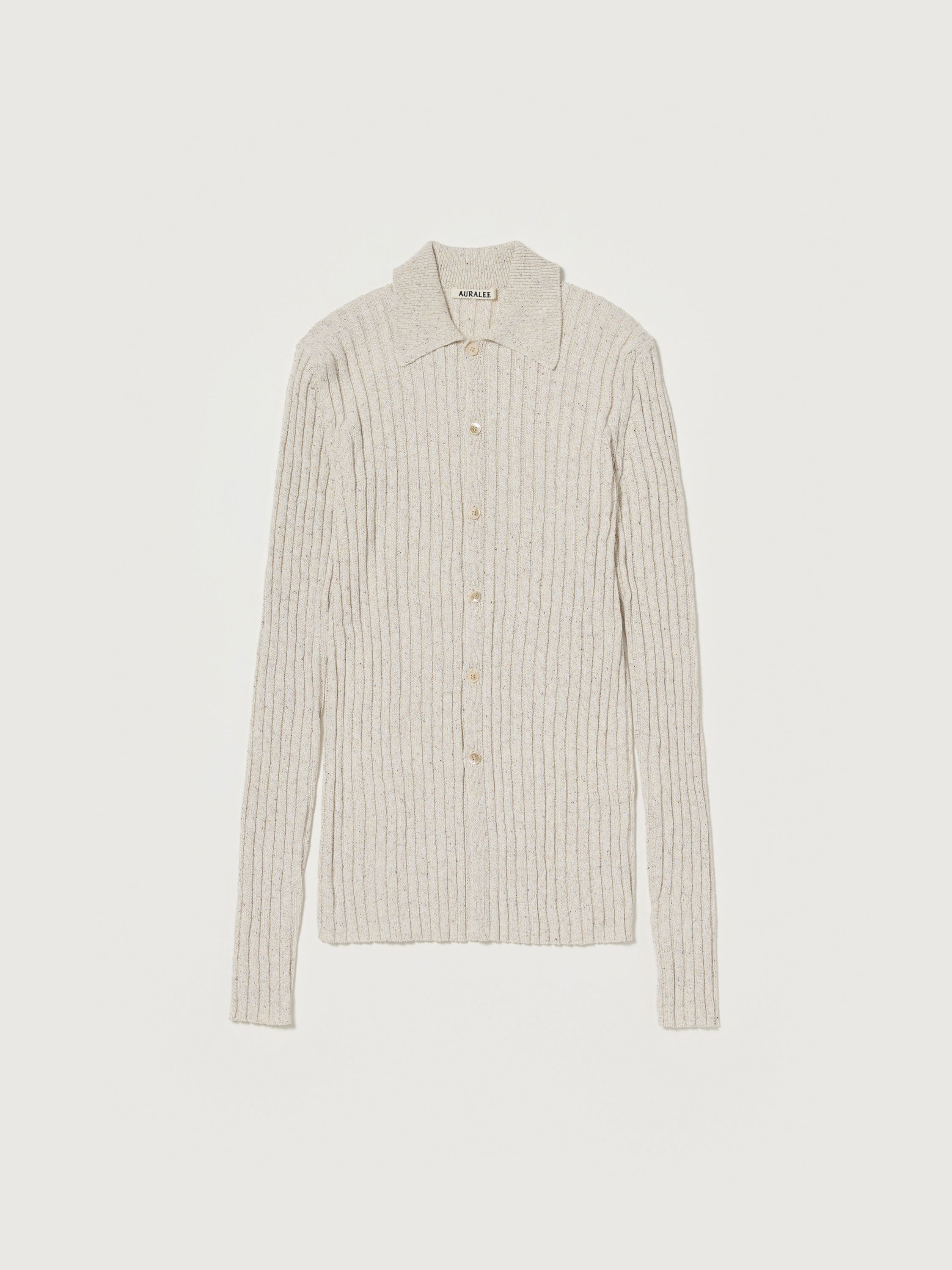 SILK COTTON MELANGE RIB KNIT SHIRT CARDIGAN 詳細画像 TOP IVORY BEIGE 4