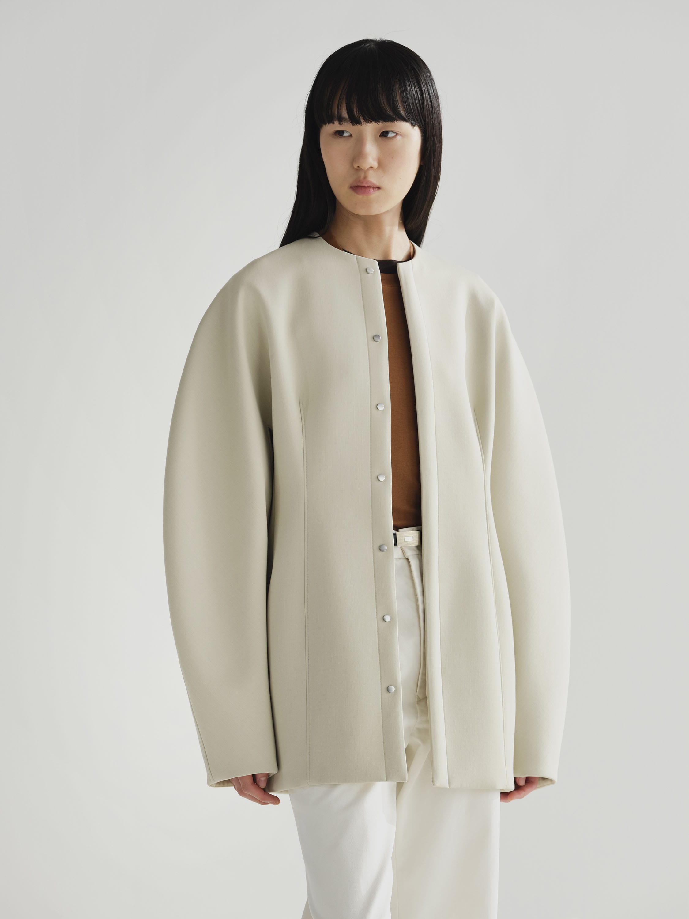 SPONGE WOOL TWILL HALF COAT 詳細画像 IVORY 1