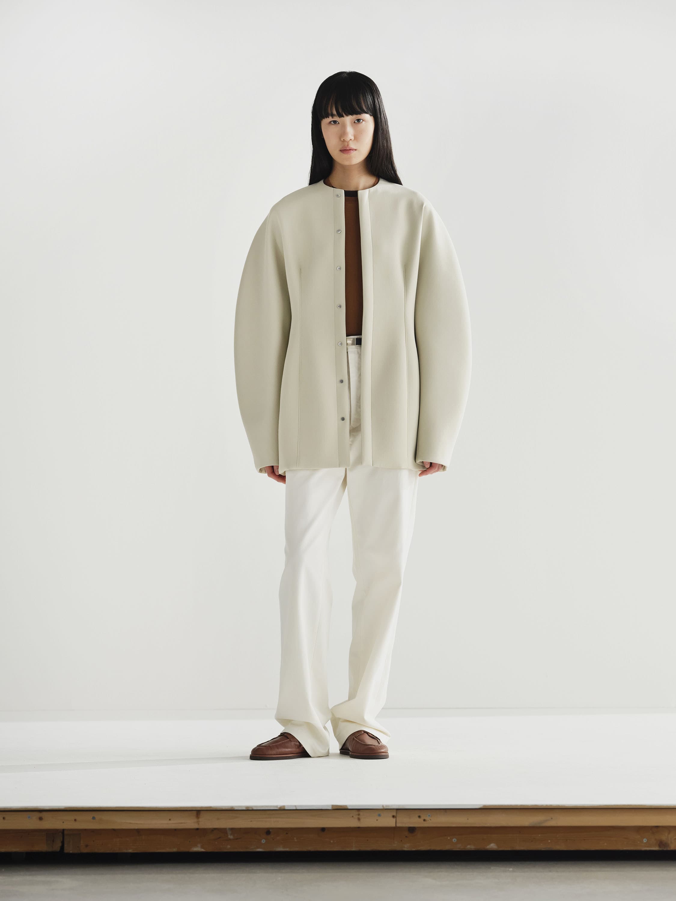 SPONGE WOOL TWILL HALF COAT 詳細画像 IVORY 2