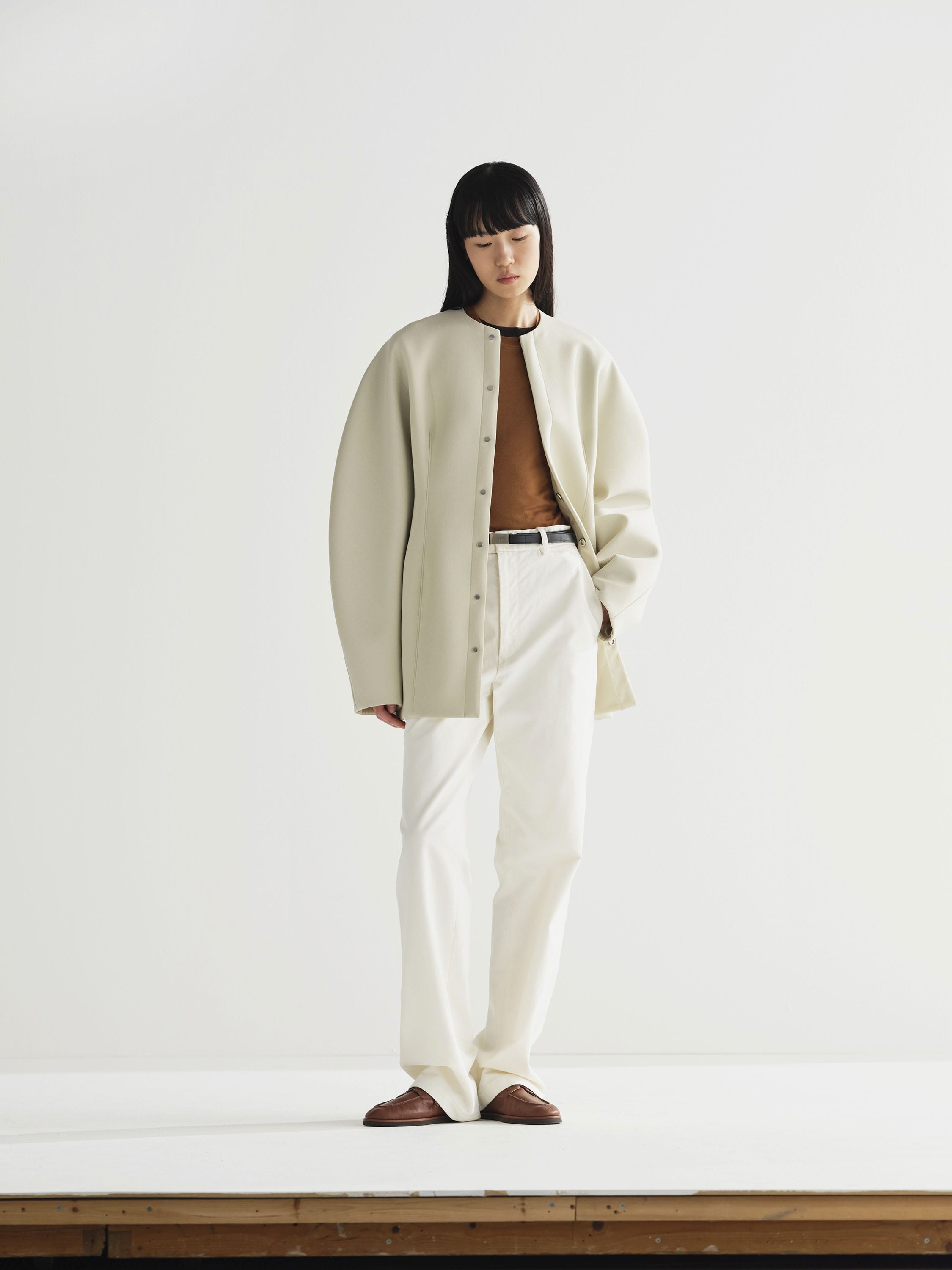 SPONGE WOOL TWILL HALF COAT 詳細画像 IVORY 3