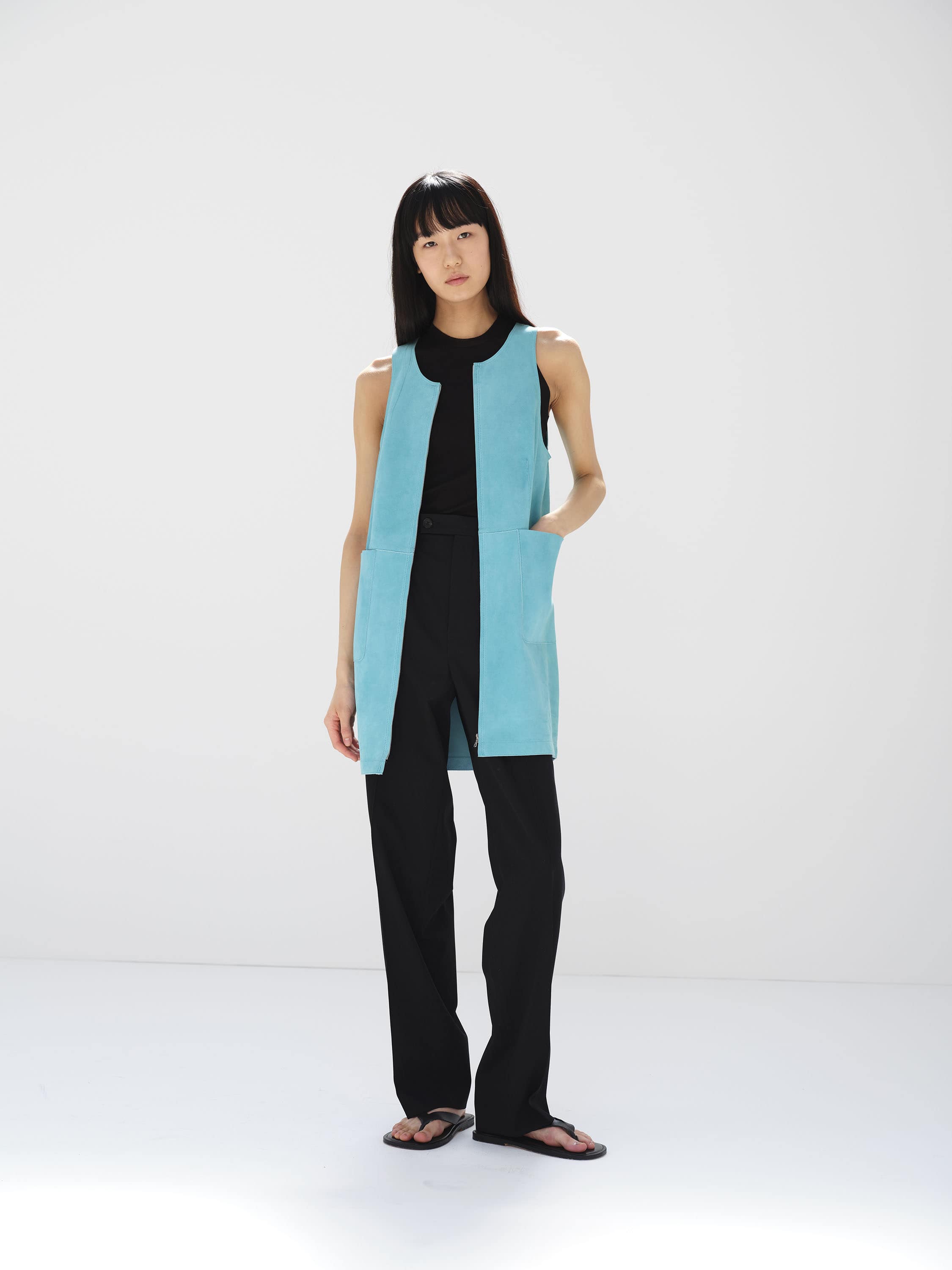 LAMB SUEDE ZIP MINI DRESS 詳細画像 AQUA BLUE 2