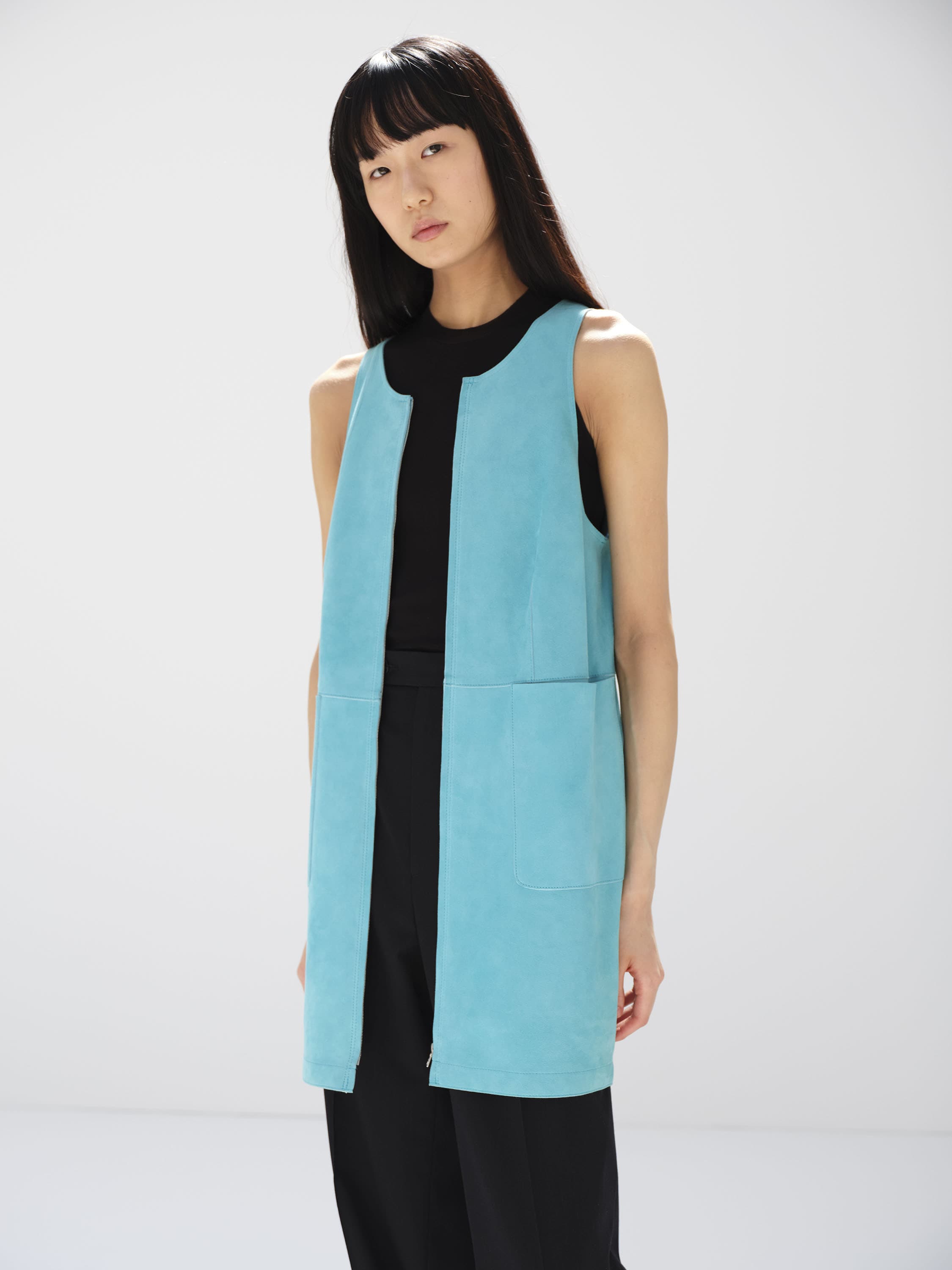 LAMB SUEDE ZIP MINI DRESS 詳細画像 AQUA BLUE 3