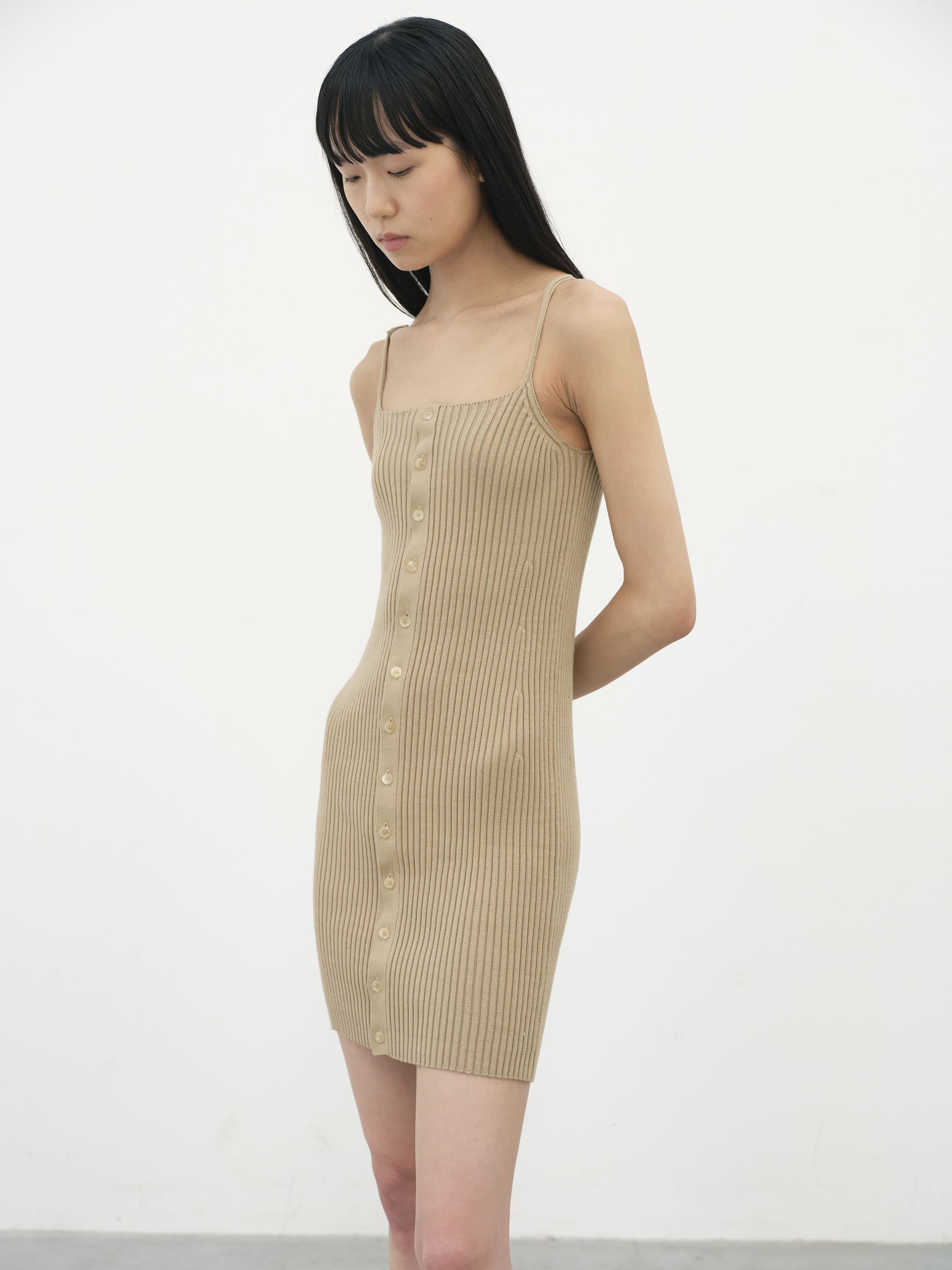 COTTON SILK RIB KNIT MINI DRESS 詳細画像 LIGHT CAMEL 1