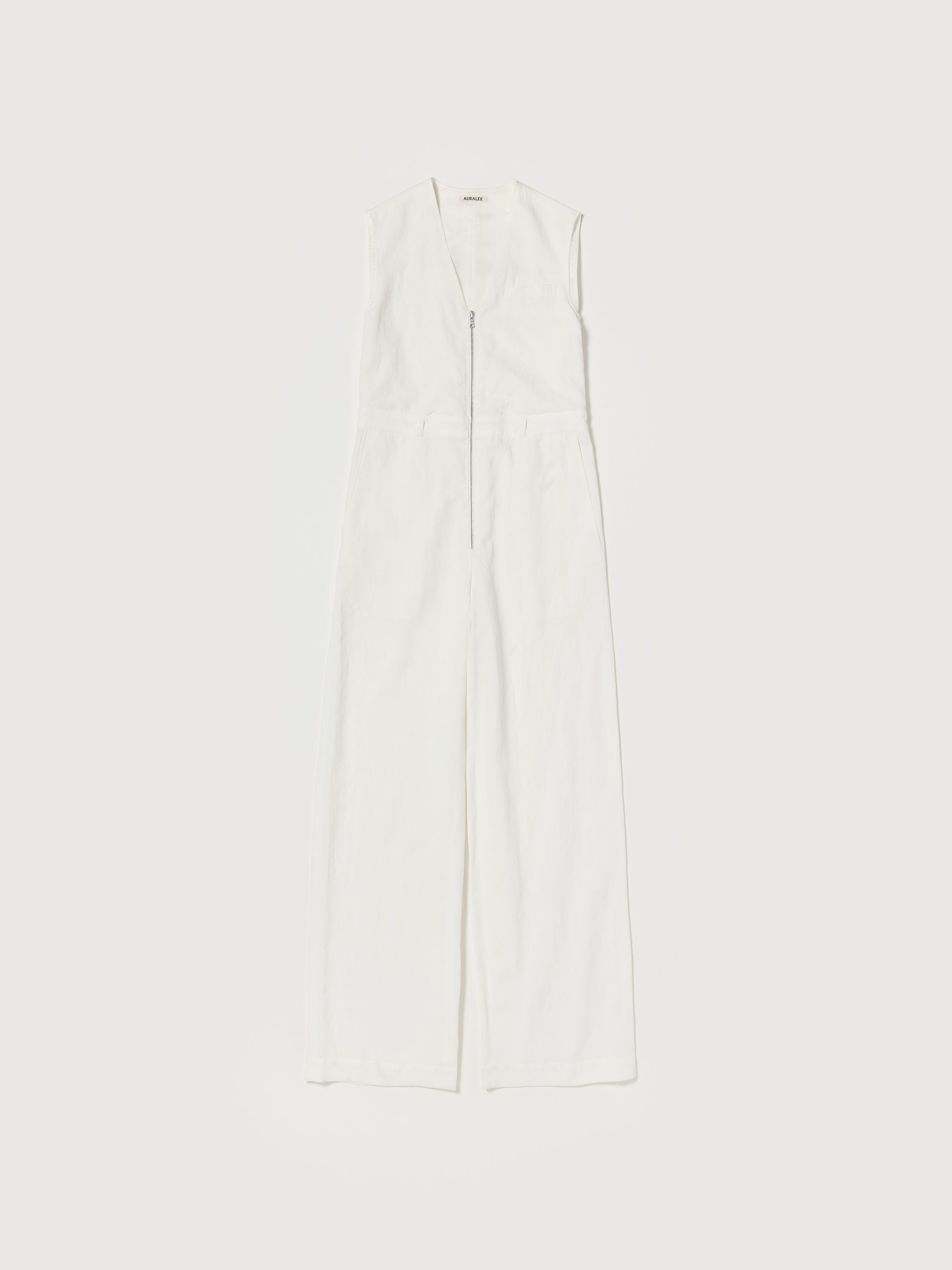 HARD TWIST COTTON LINEN GABARDINE SLEEVELESS JUMPSUIT 詳細画像 WHITE 5