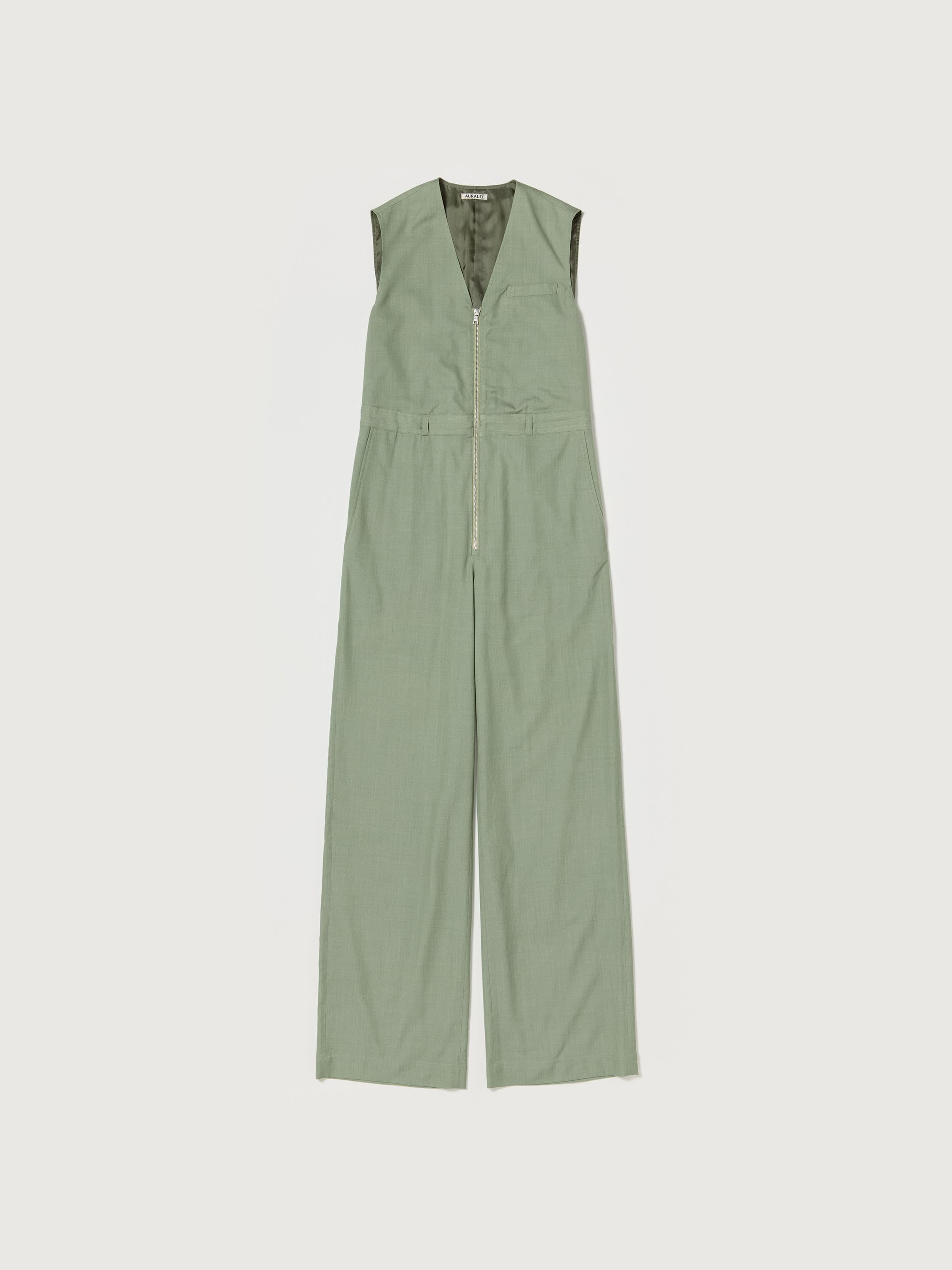 WOOL HERRINGBONE SLEEVELESS JUMPSUIT 詳細画像 OLIVE 1