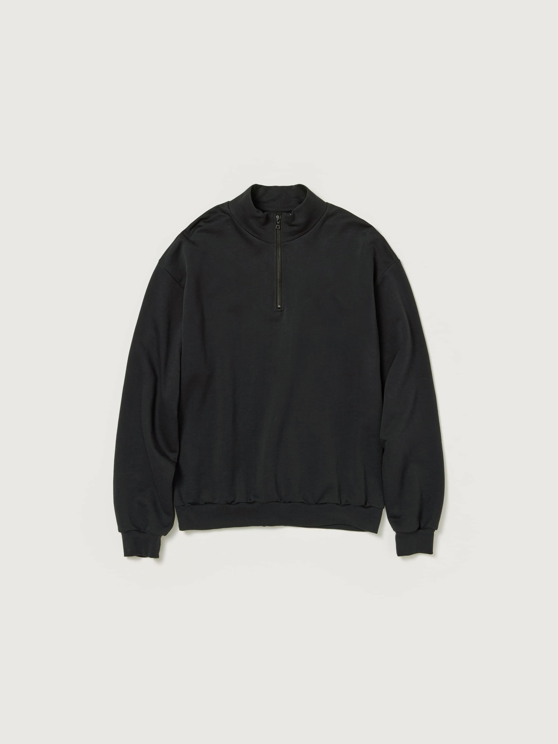 ELASTIC HIGH GAUGE SWEAT HALF ZIP P/O 詳細画像 INK BLACK 1