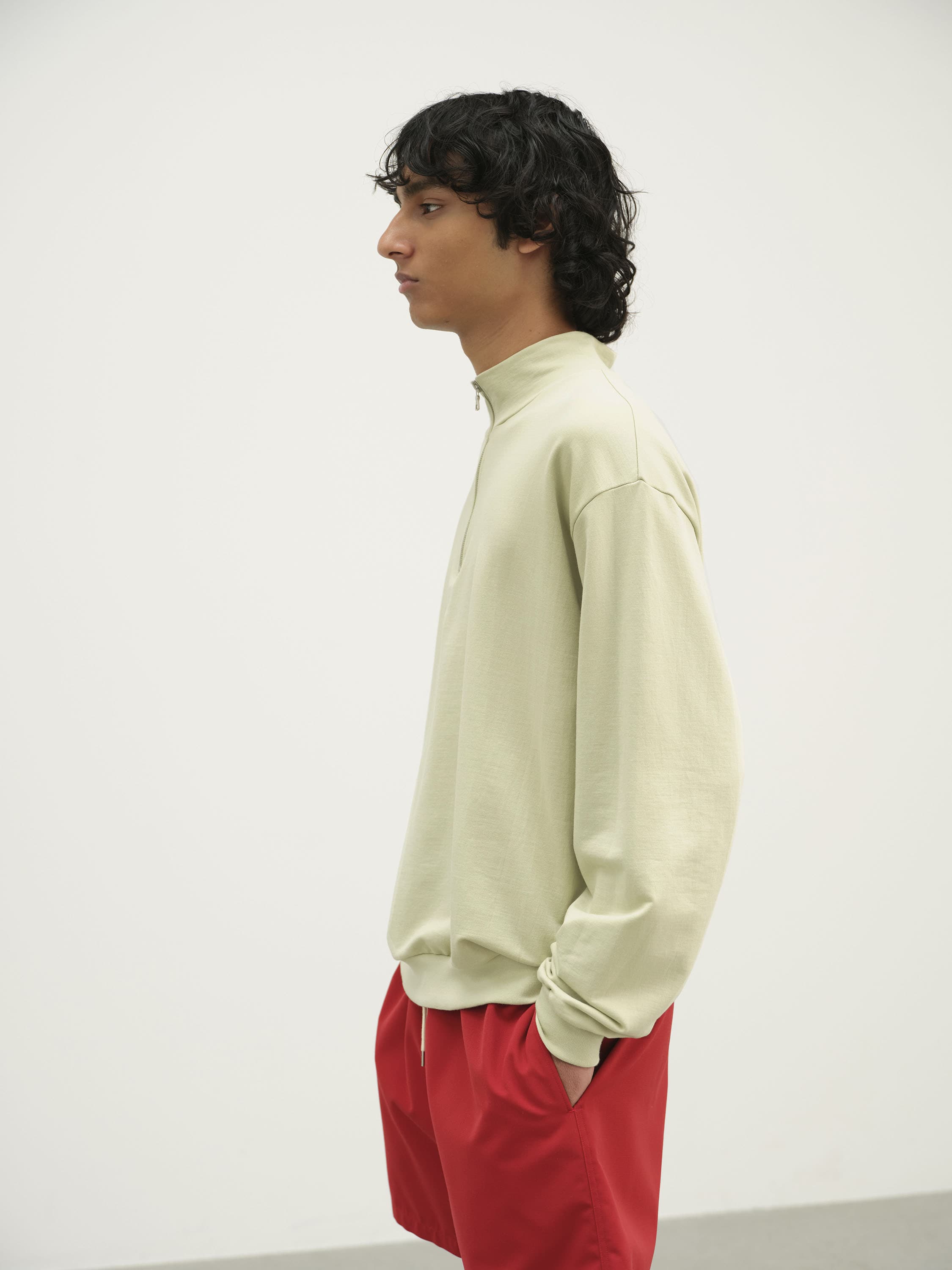 ELASTIC HIGH GAUGE SWEAT HALF ZIP P/O 詳細画像 PISTACHIO 3