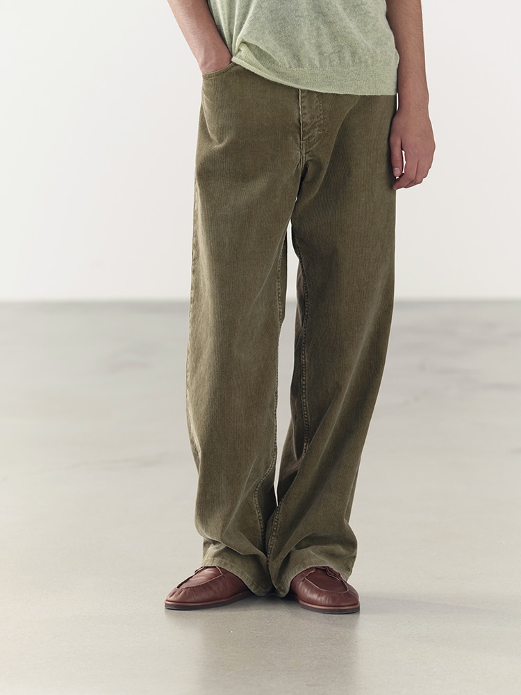 PIGMENT DYE FINX CORDUROY WIDE 5P PANTS