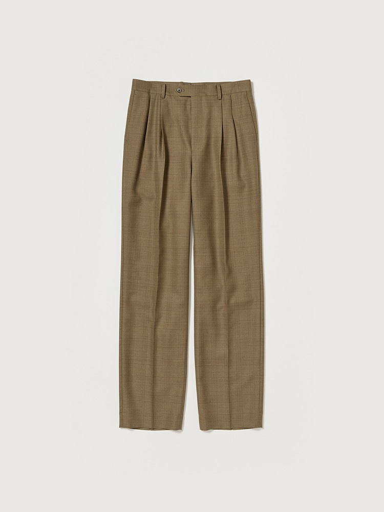 BLUEFACED WOOL TWO-TUCK SLACKS