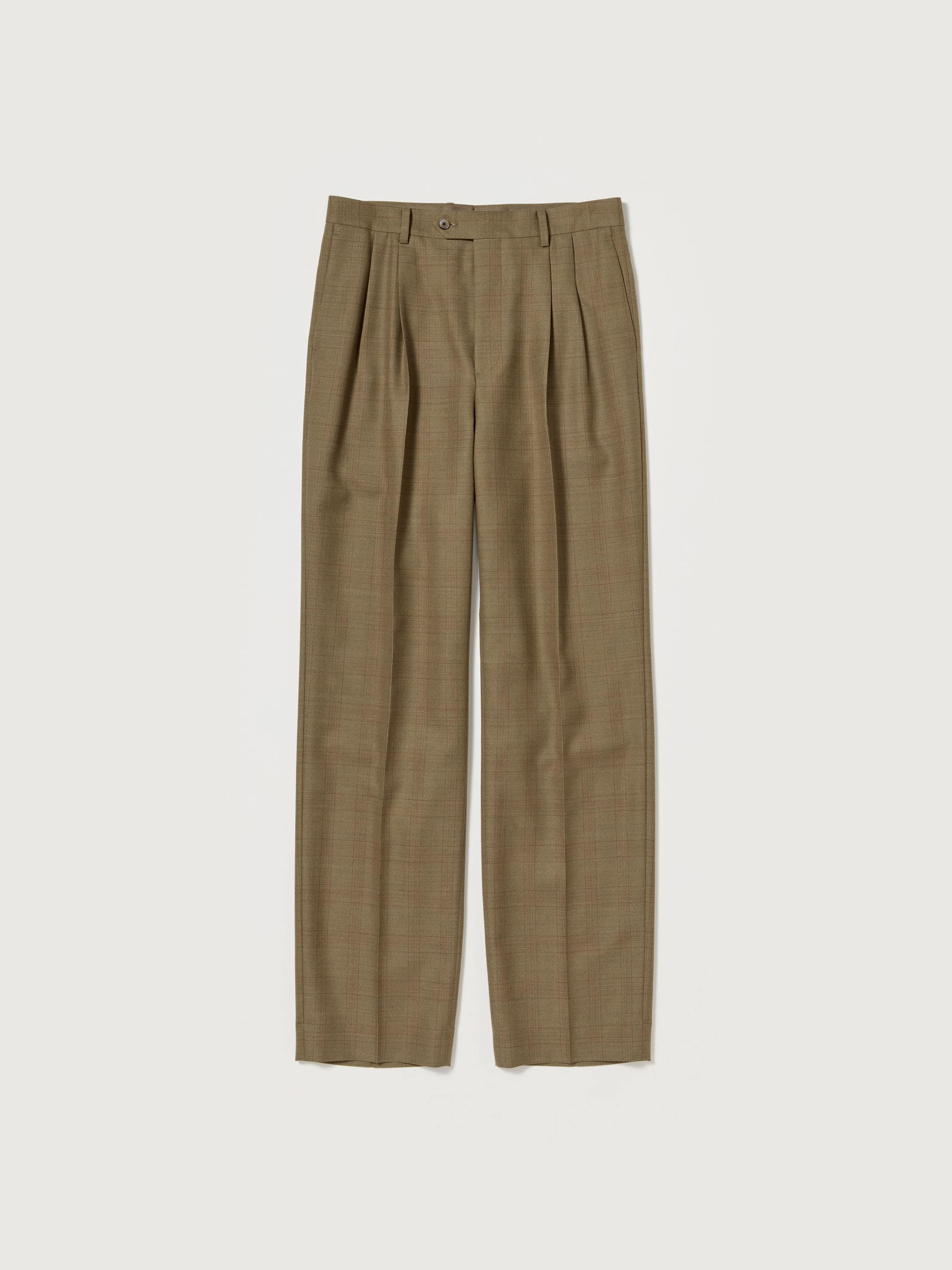 BLUEFACED WOOL TWO-TUCK SLACKS 詳細画像 BROWN CHECK 6