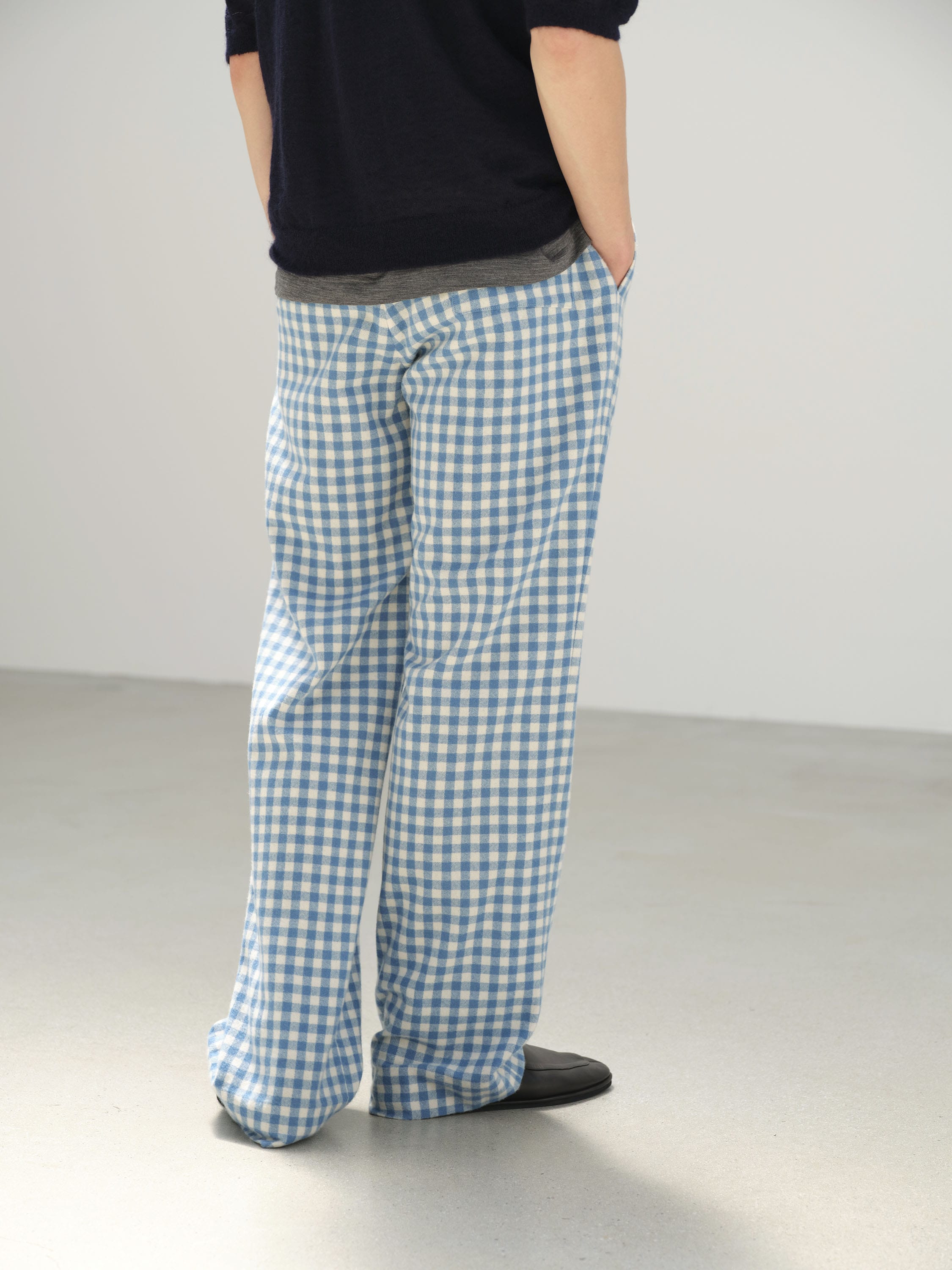 AIRY SMOOTH CASHMERE DRAWSTRING PANTS 詳細画像 LIGHT BLUE GINGHAM CHECK 4