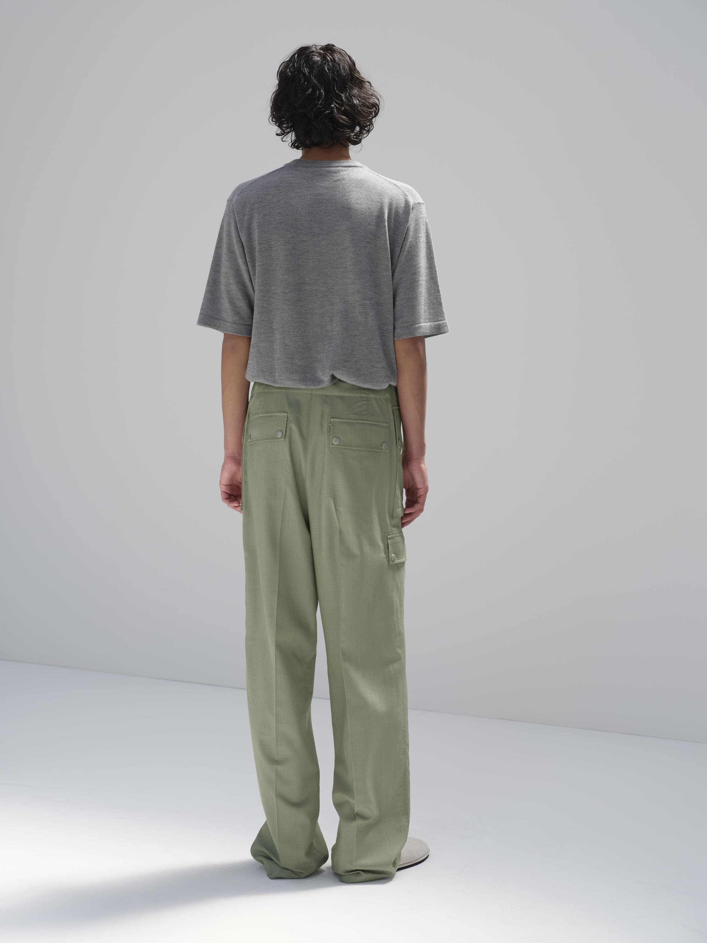 WOOL HERRINGBONE CARGO PANTS 詳細画像 OLIVE 5