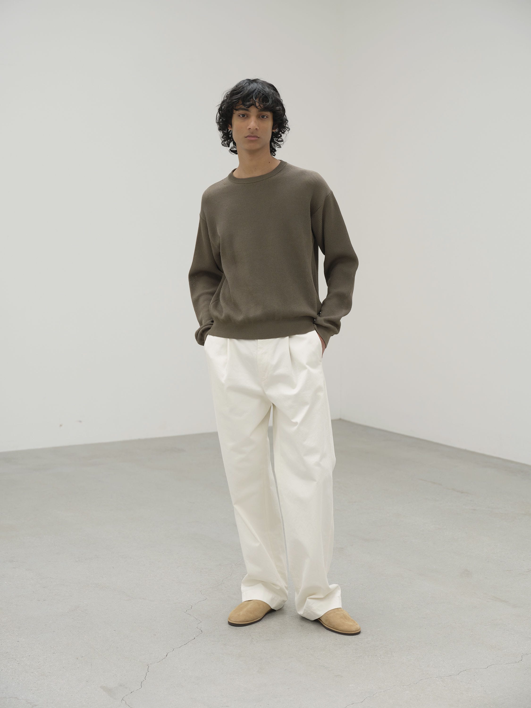 WASHED FINX CHINO ONE-TUCK PANTS 詳細画像 IVORY WHITE 1