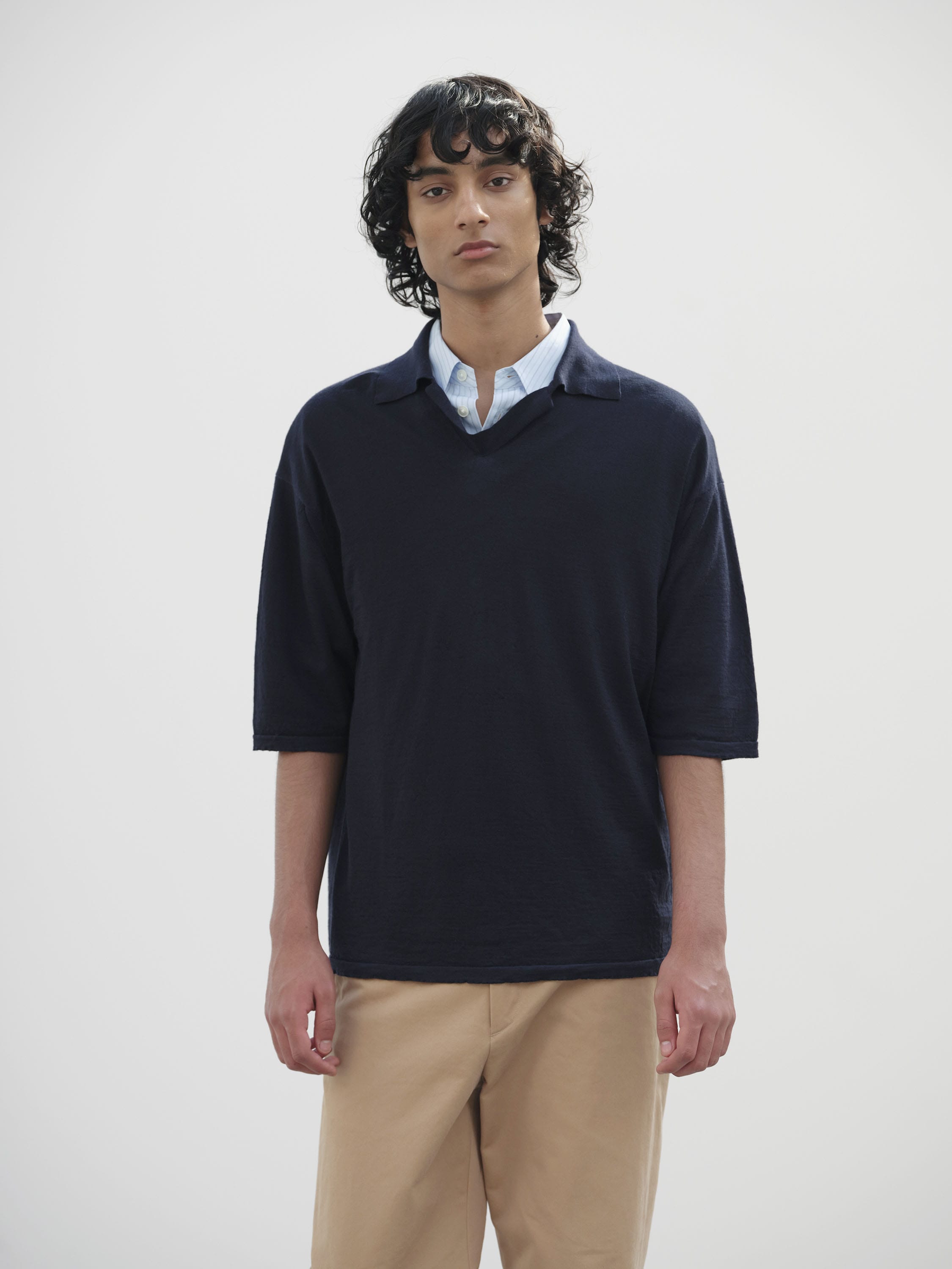 PRODUCT DYED WOOL KNIT POLO 詳細画像 NAVY 2