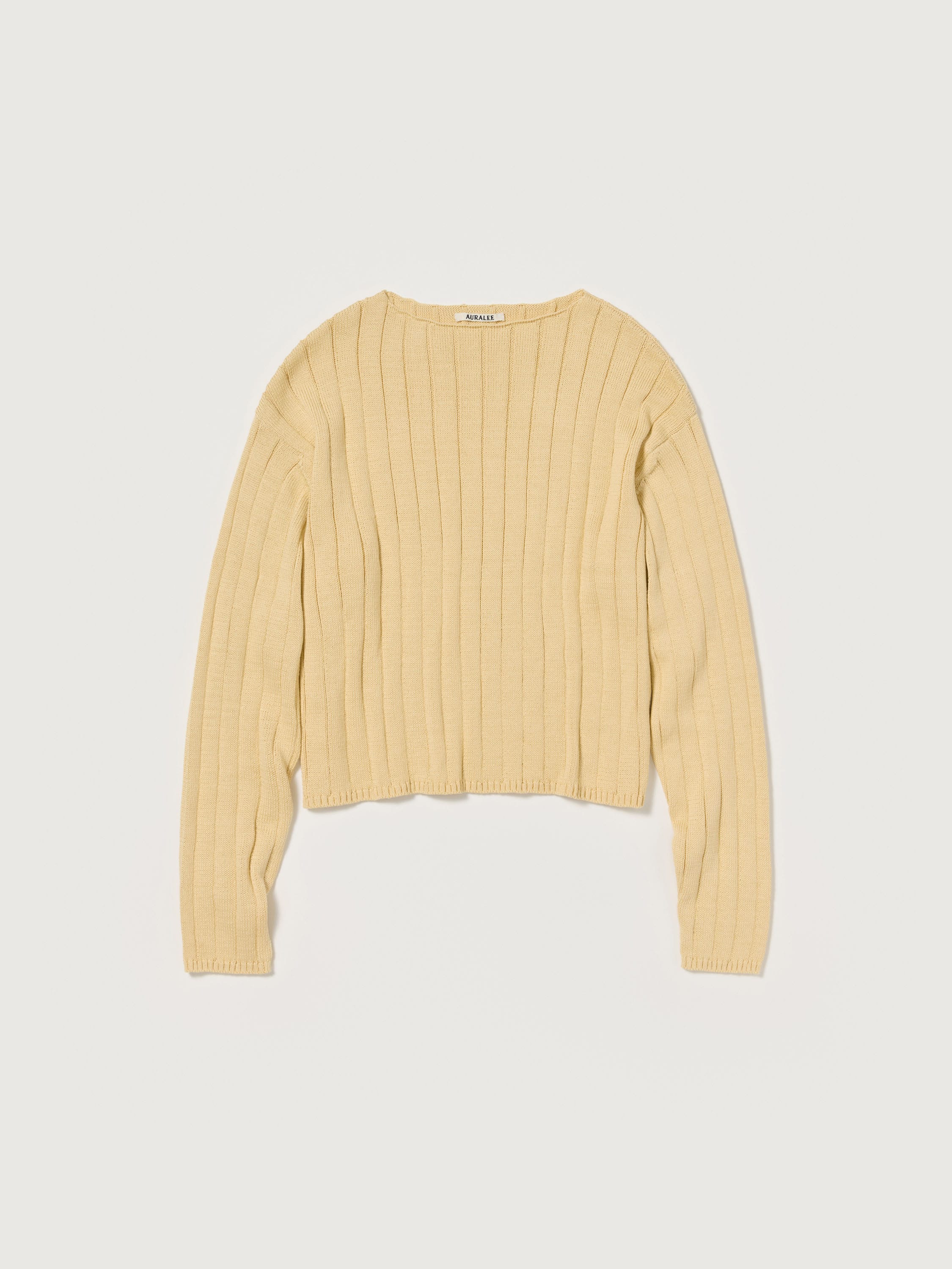 FLAT CORD YARN WIDE RIB KNIT BOAT NECK P/O 詳細画像 DUSTY YELLOW 1