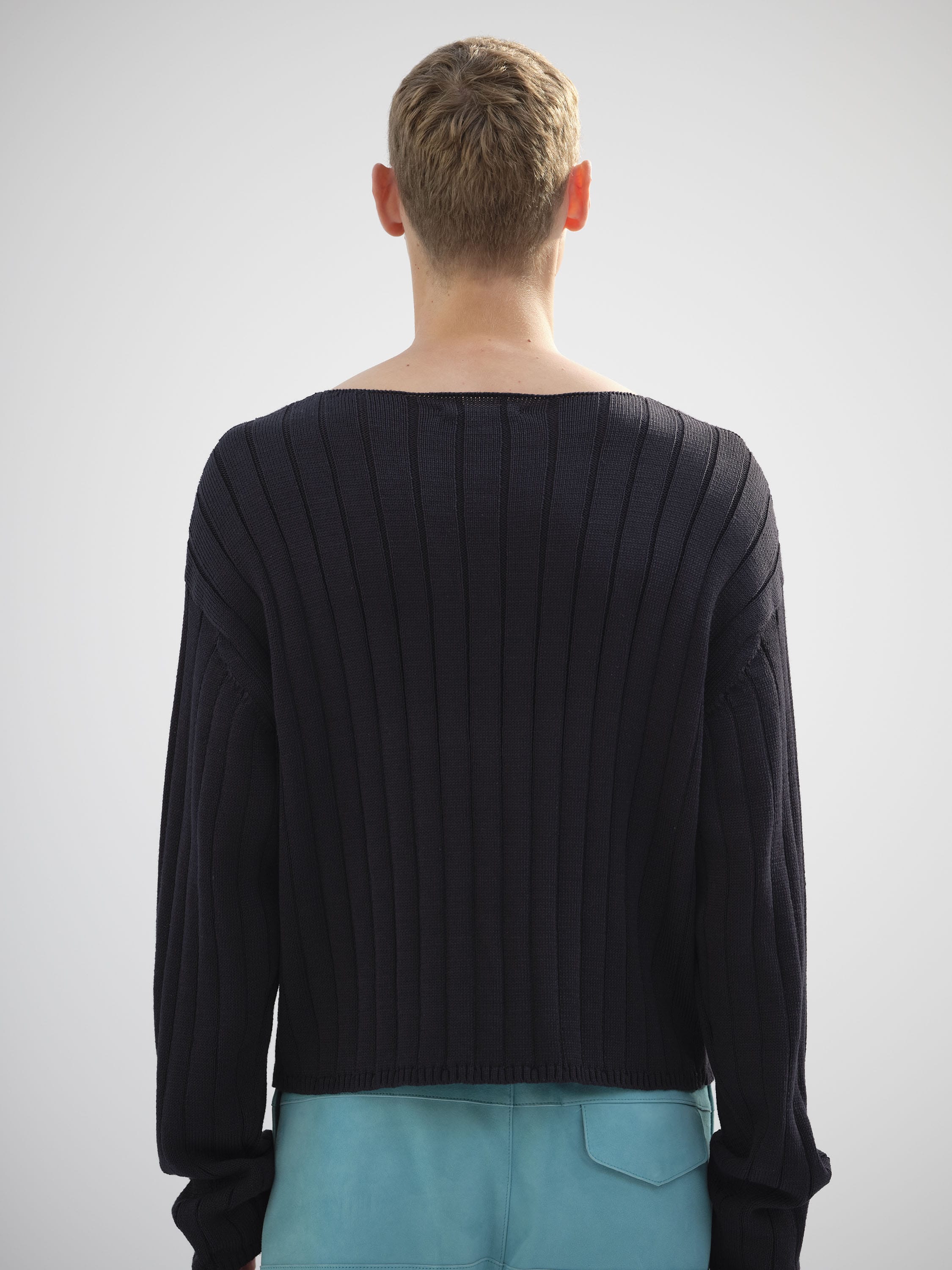 FLAT CORD YARN WIDE RIB KNIT BOAT NECK P/O 詳細画像 DARK NAVY 3