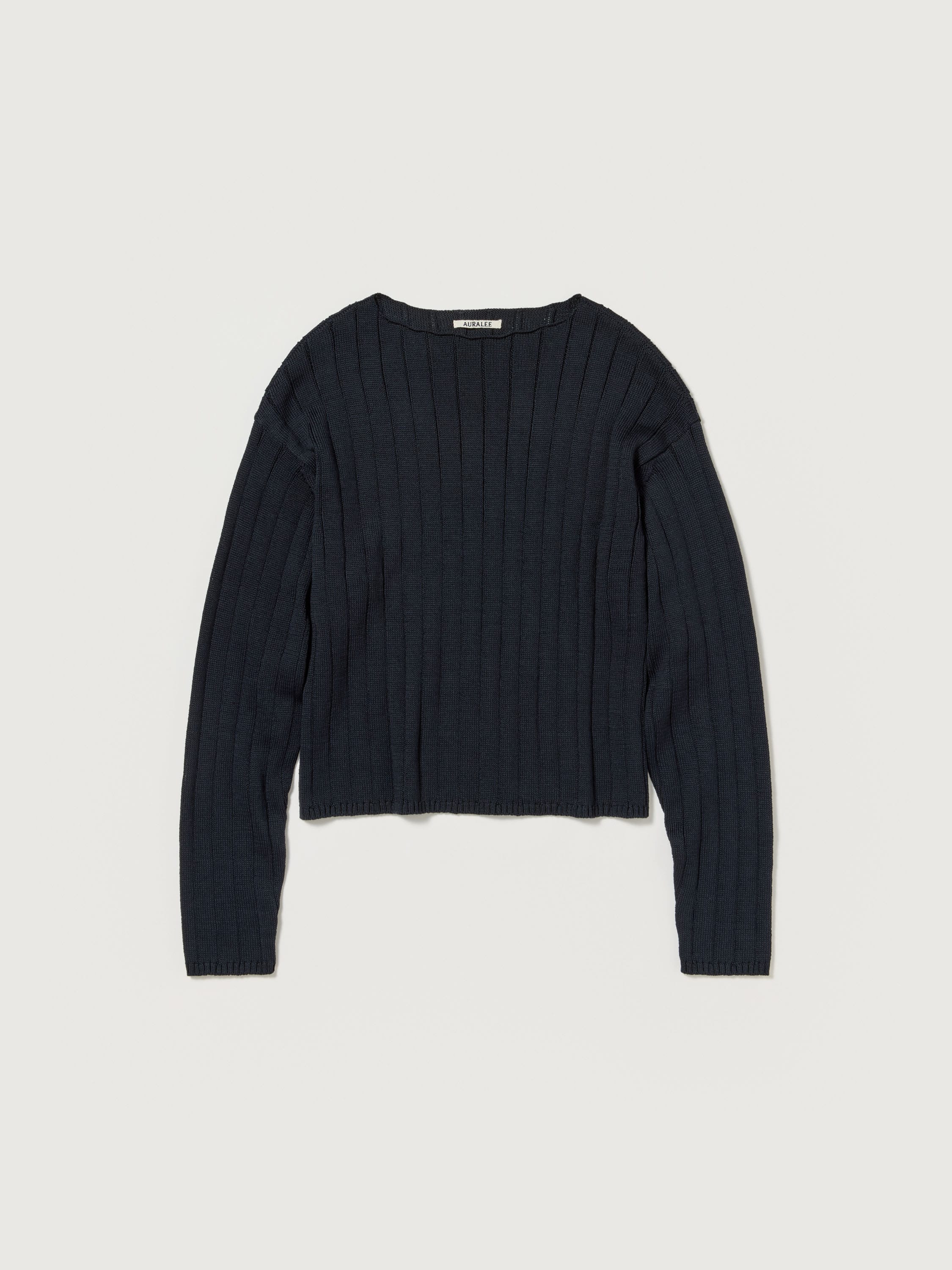 FLAT CORD YARN WIDE RIB KNIT BOAT NECK P/O 詳細画像 DARK NAVY 4