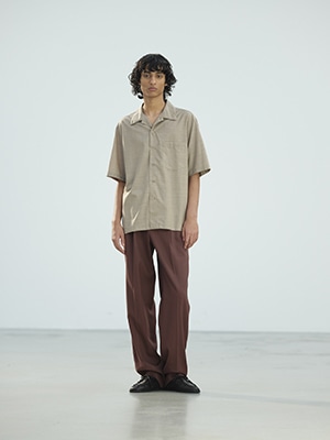 WOOL KID MOHAIR HOP SACK TWO-TUCK SLACKS