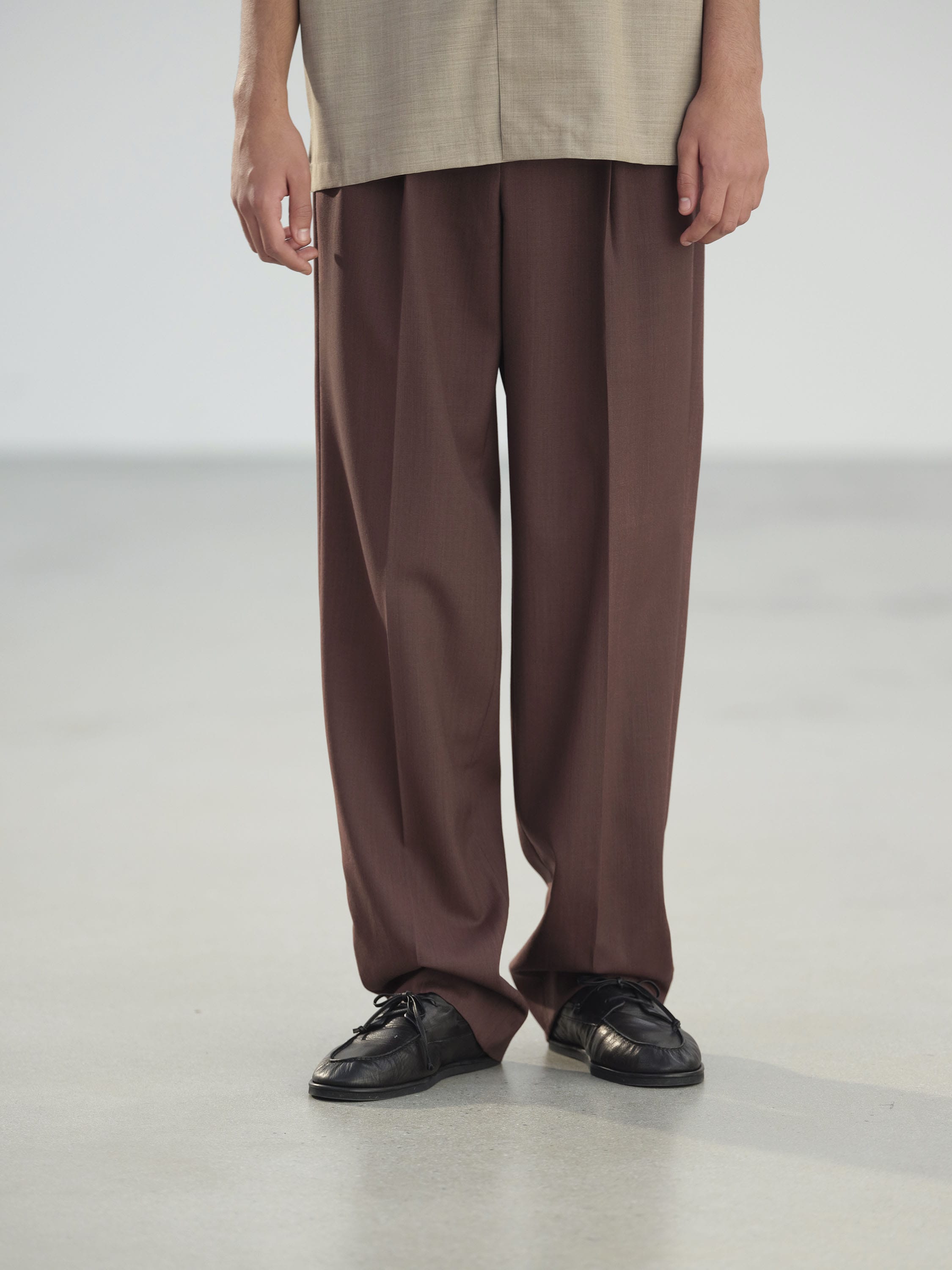 WOOL KID MOHAIR HOP SACK TWO-TUCK SLACKS 詳細画像 BURGUNDY 2