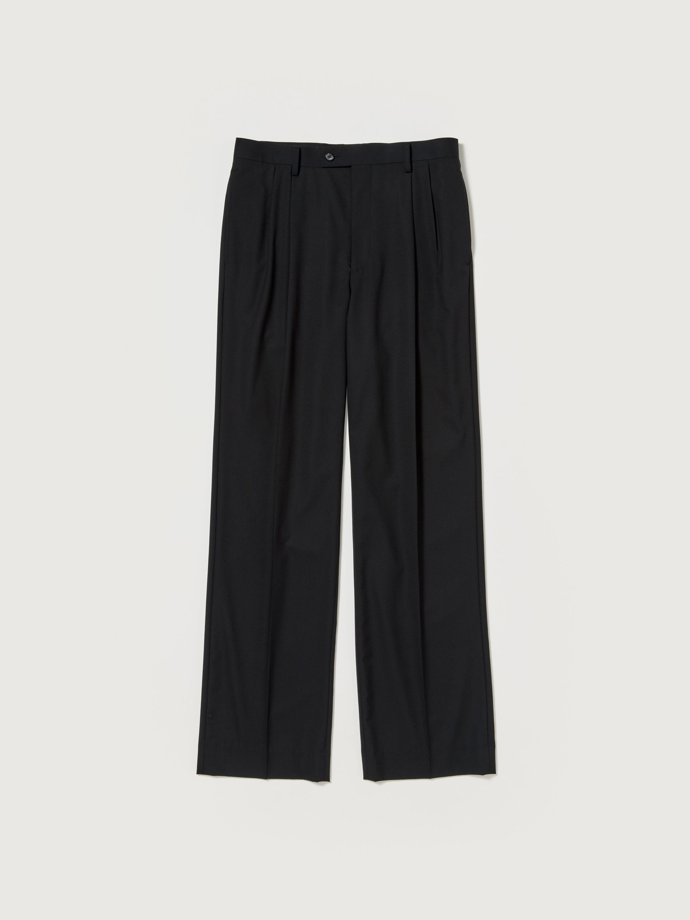 SUPER FINE TROPICAL WOOL TWO-TUCK SLACKS 詳細画像 BLACK 1