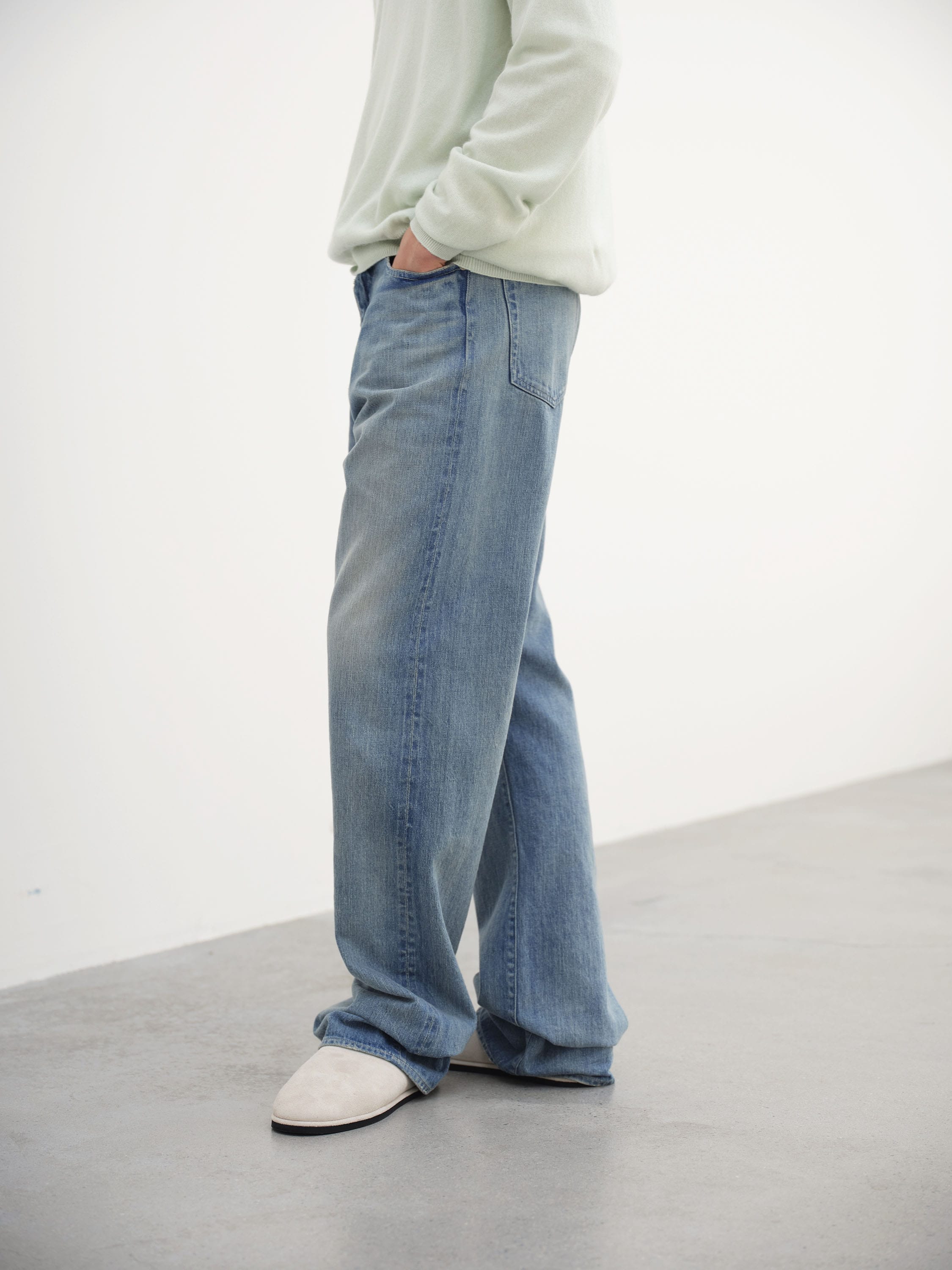 SELVEDGE FADED LIGHT DENIM WIDE PANTS 詳細画像 LIGHT INDIGO 3