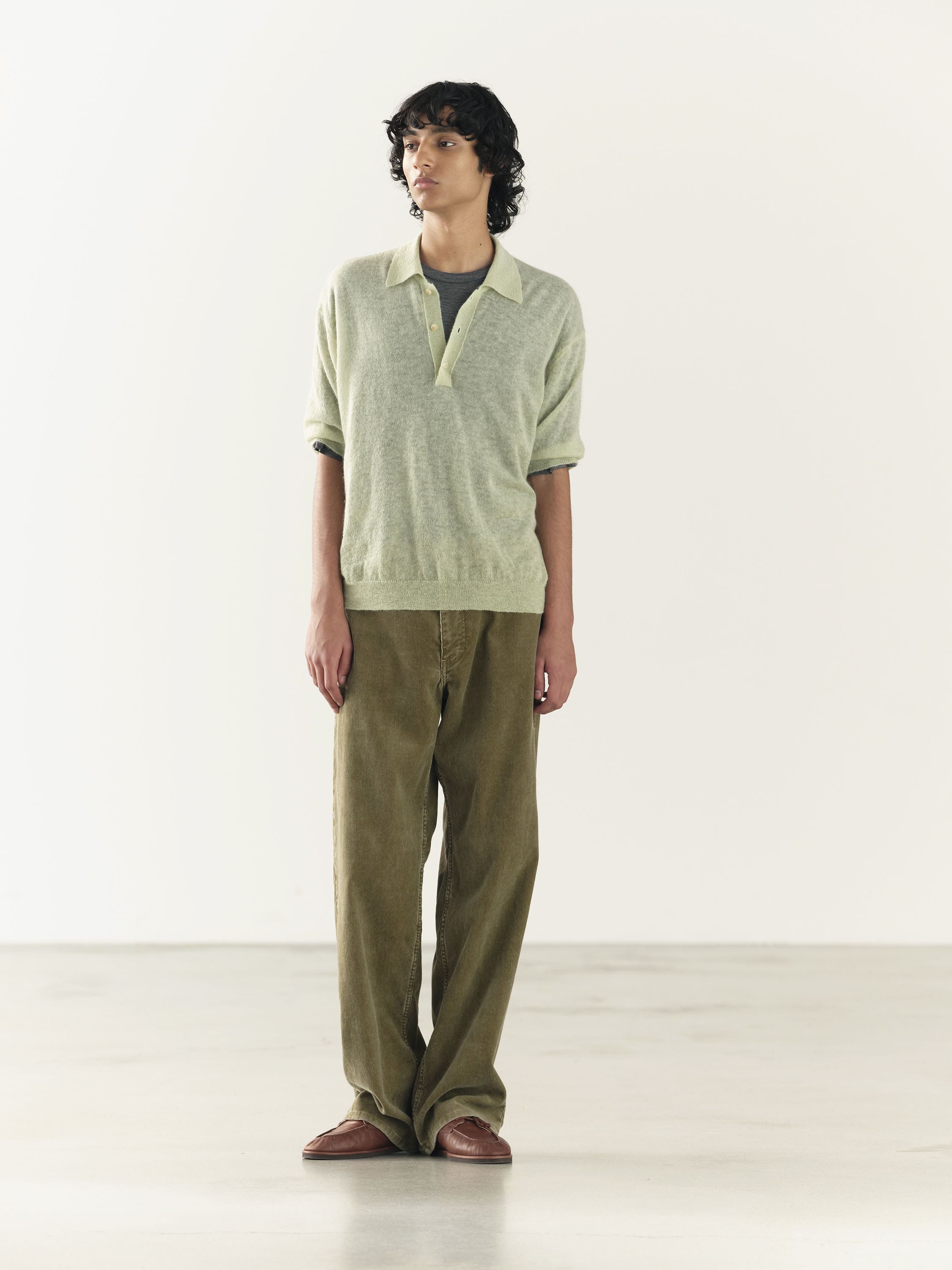 KID MOHAIR SHEER KNIT POLO 詳細画像 PALE GREEN 1