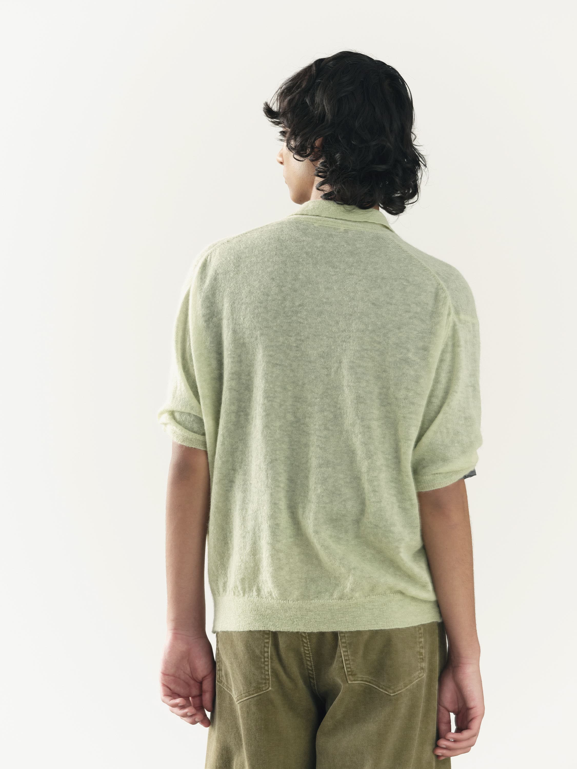 KID MOHAIR SHEER KNIT POLO 詳細画像 PALE GREEN 3