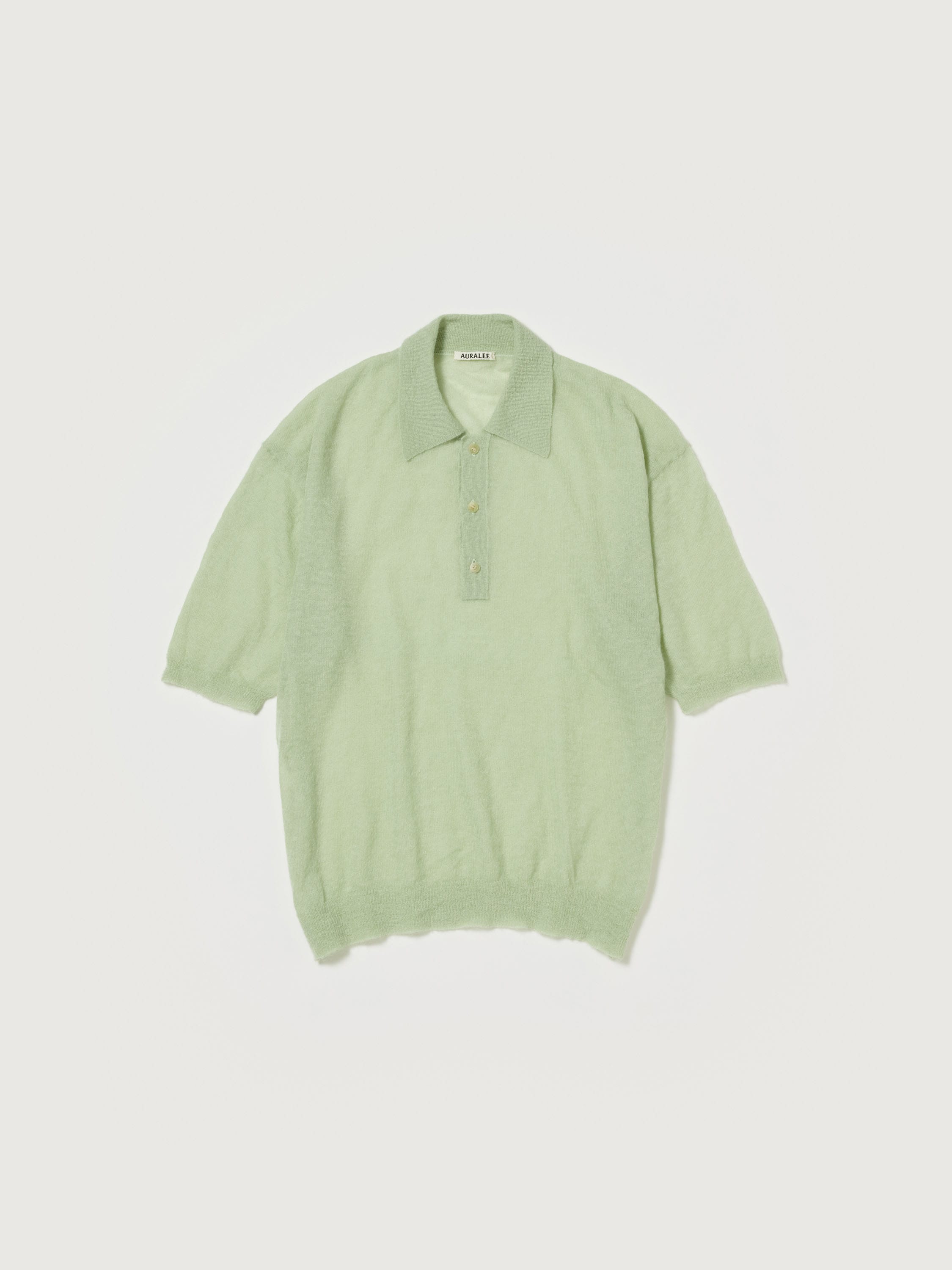 KID MOHAIR SHEER KNIT POLO 詳細画像 PALE GREEN 4