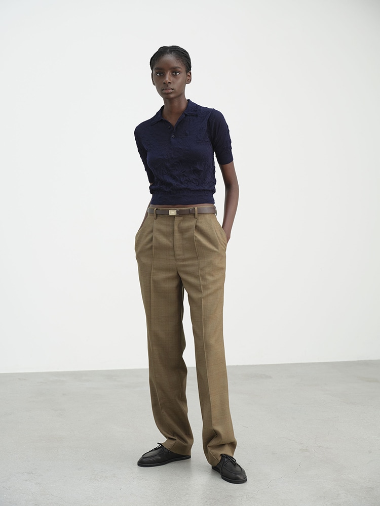 BLUEFACED WOOL TWO-TUCK SLACKS